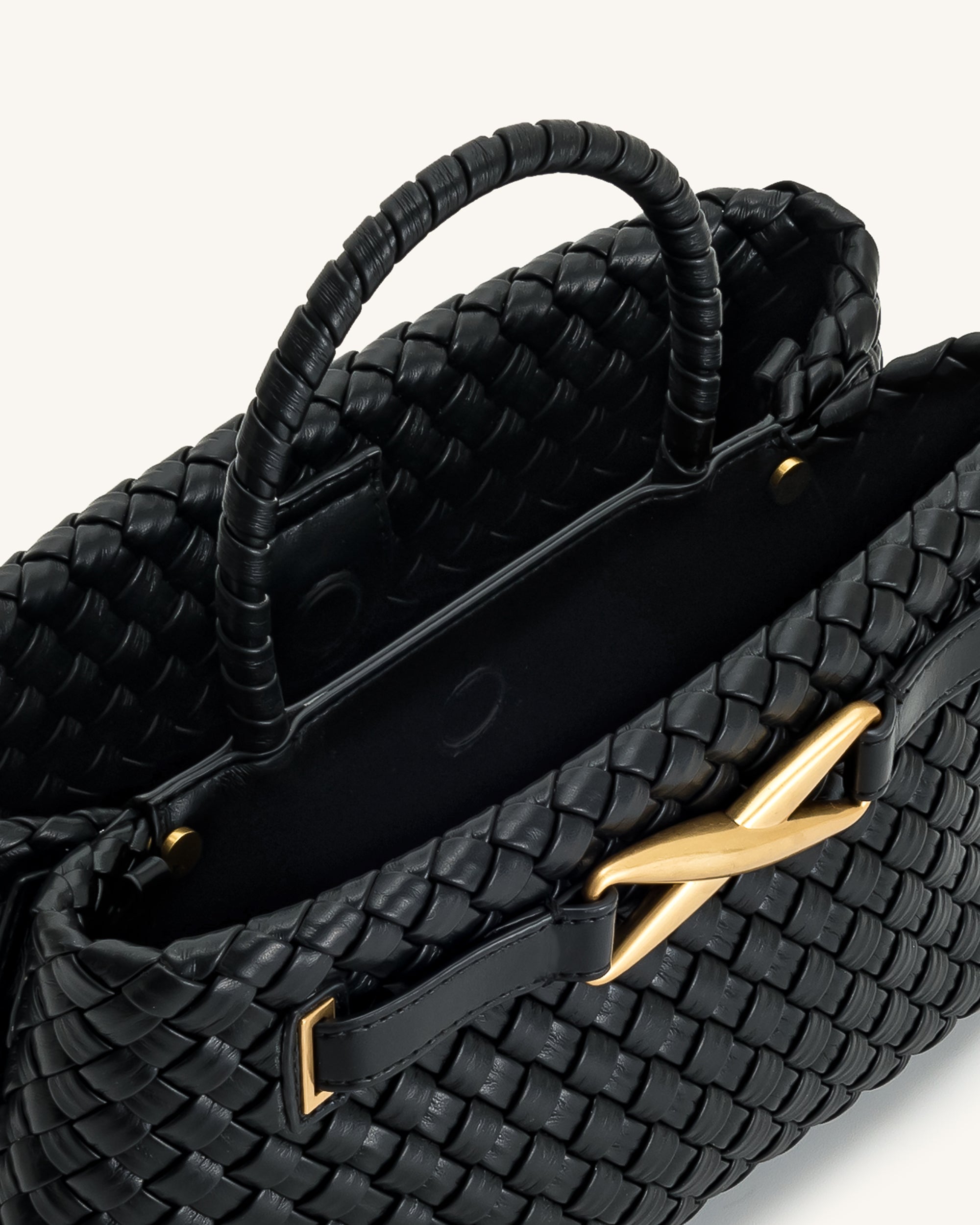 Elora Woven Tote Bag - Black - Image 4