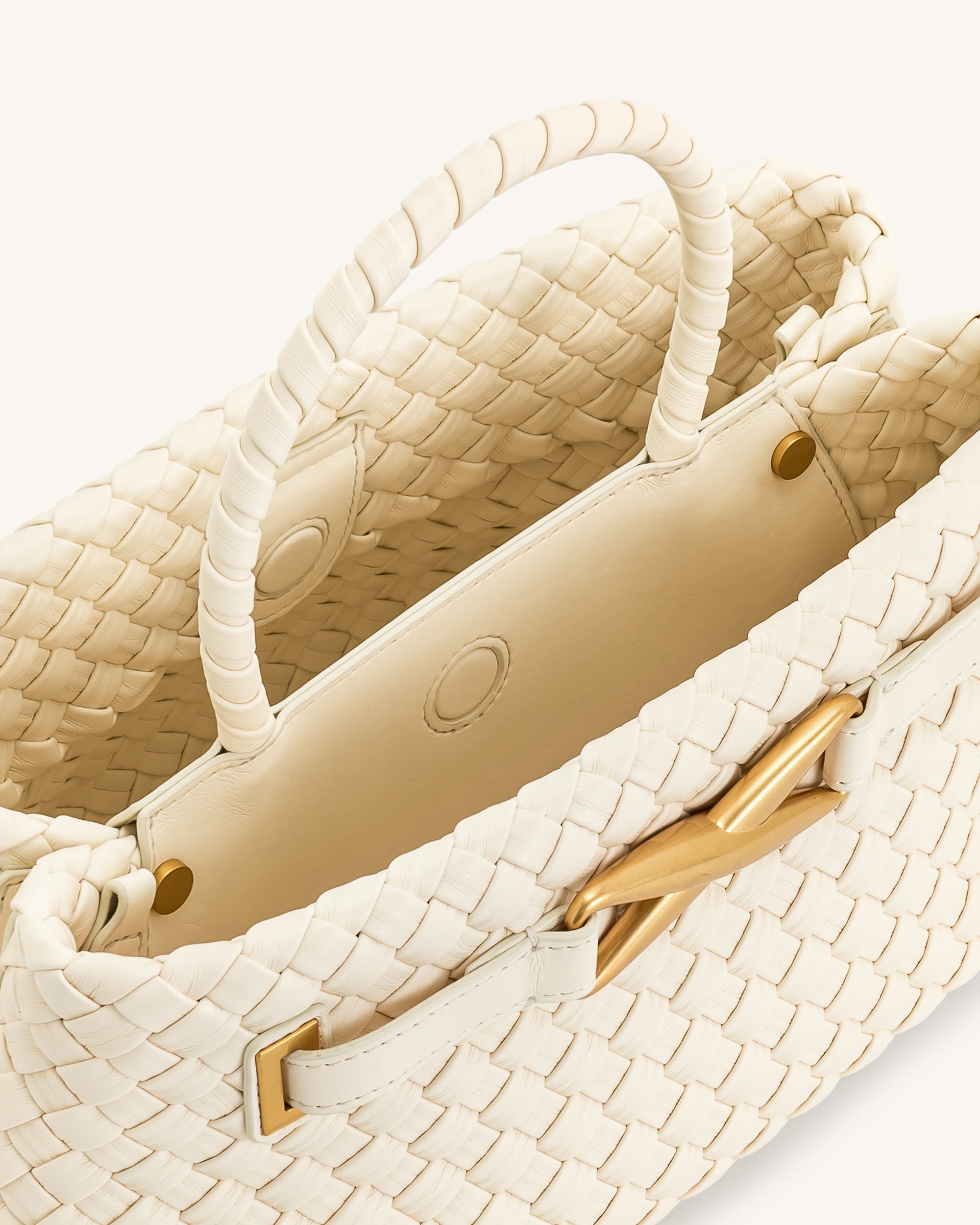 Elora Woven Tote Bag - White - Image 5