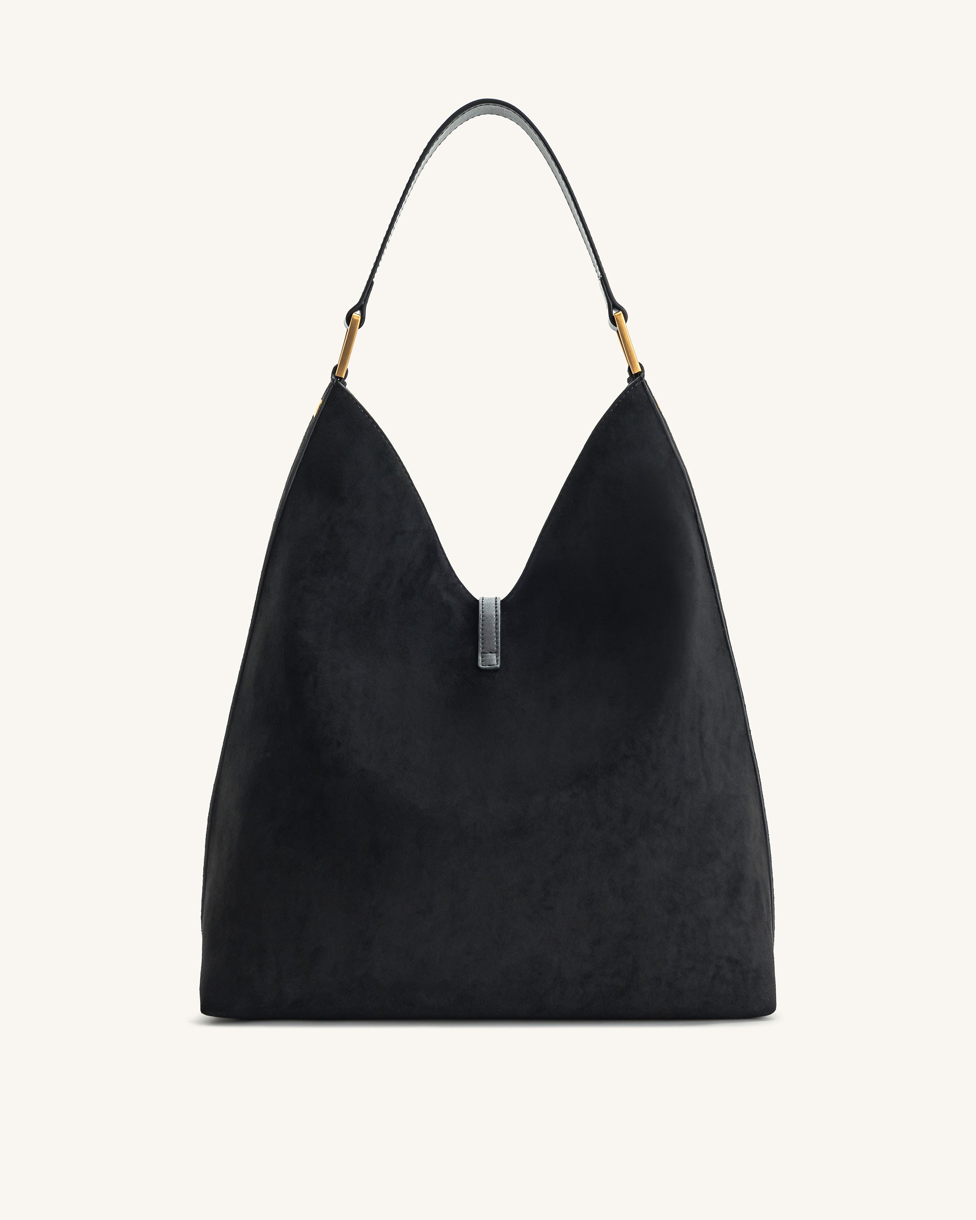Aria Faux Suede Shoulder Bag - Black - Image 3