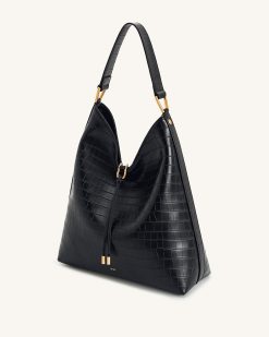 Alternative view of Aria Shoulder Bag - Black Croc