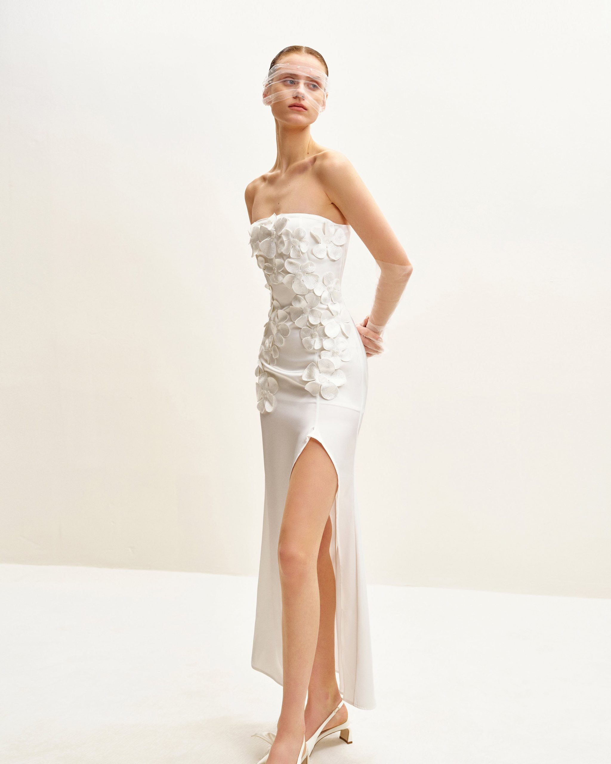 Floral Embroidered Long Dress - White - Image 2