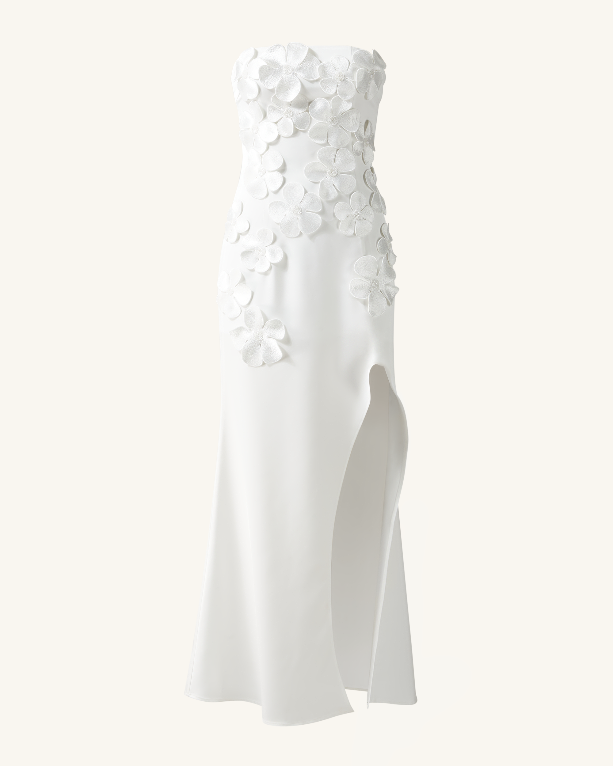 Floral Embroidered Long Dress - White - Image 4