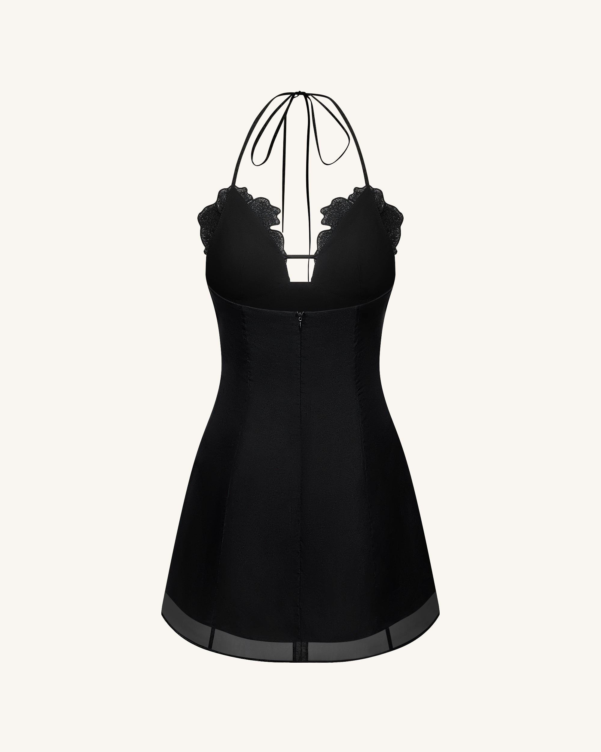 Flower Embroidered Mini Dress - Black - Image 4