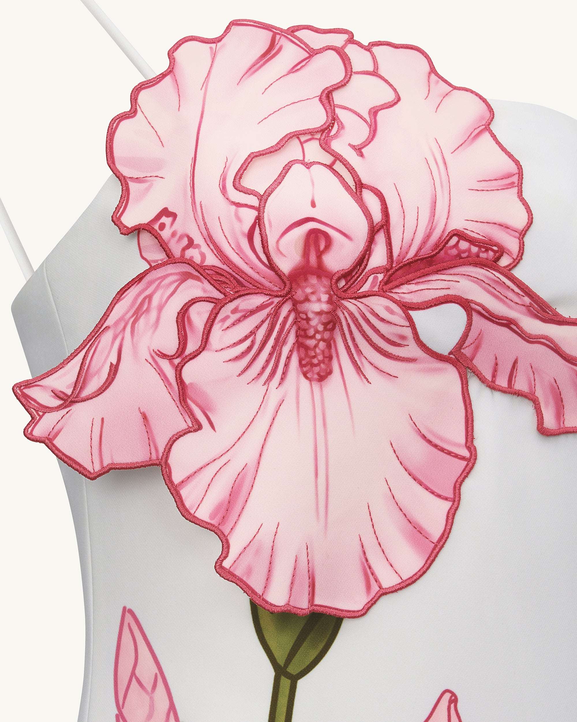 Iris Appliqué Mini Dress - White - Image 7