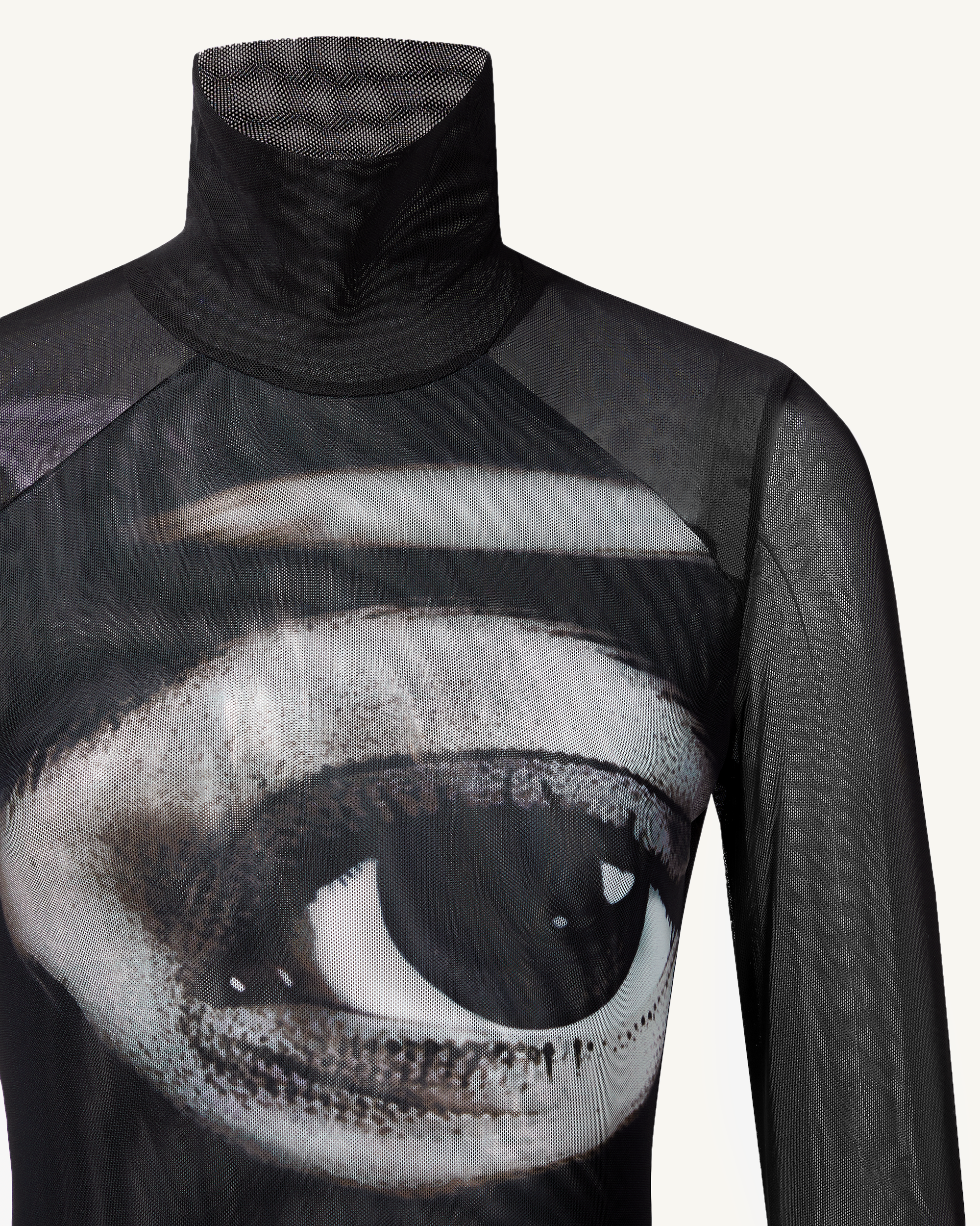 Sophia Eye Print Mesh Dress - Black/White - Image 6