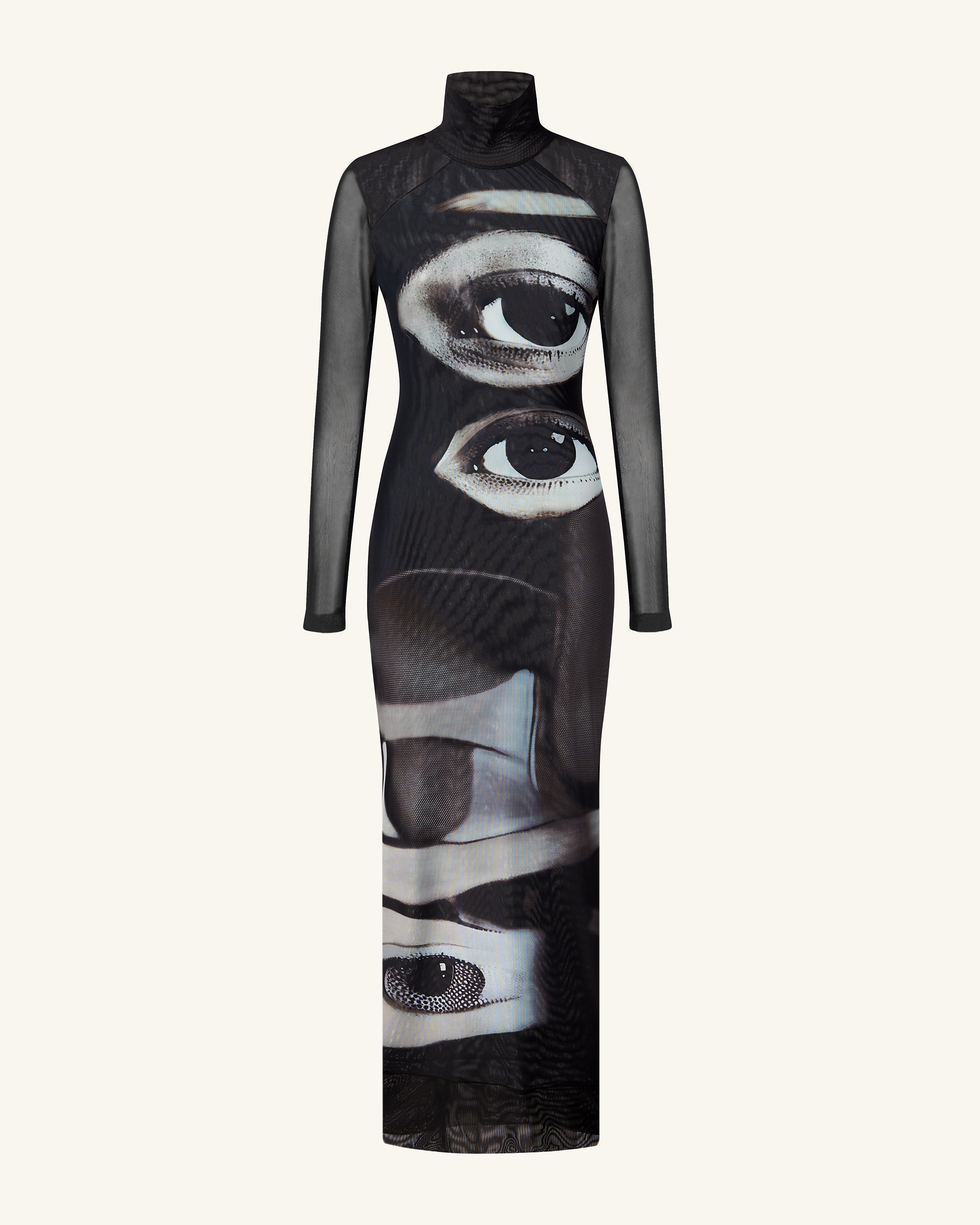 Sophia Eye Print Mesh Dress - Black/White - Image 4