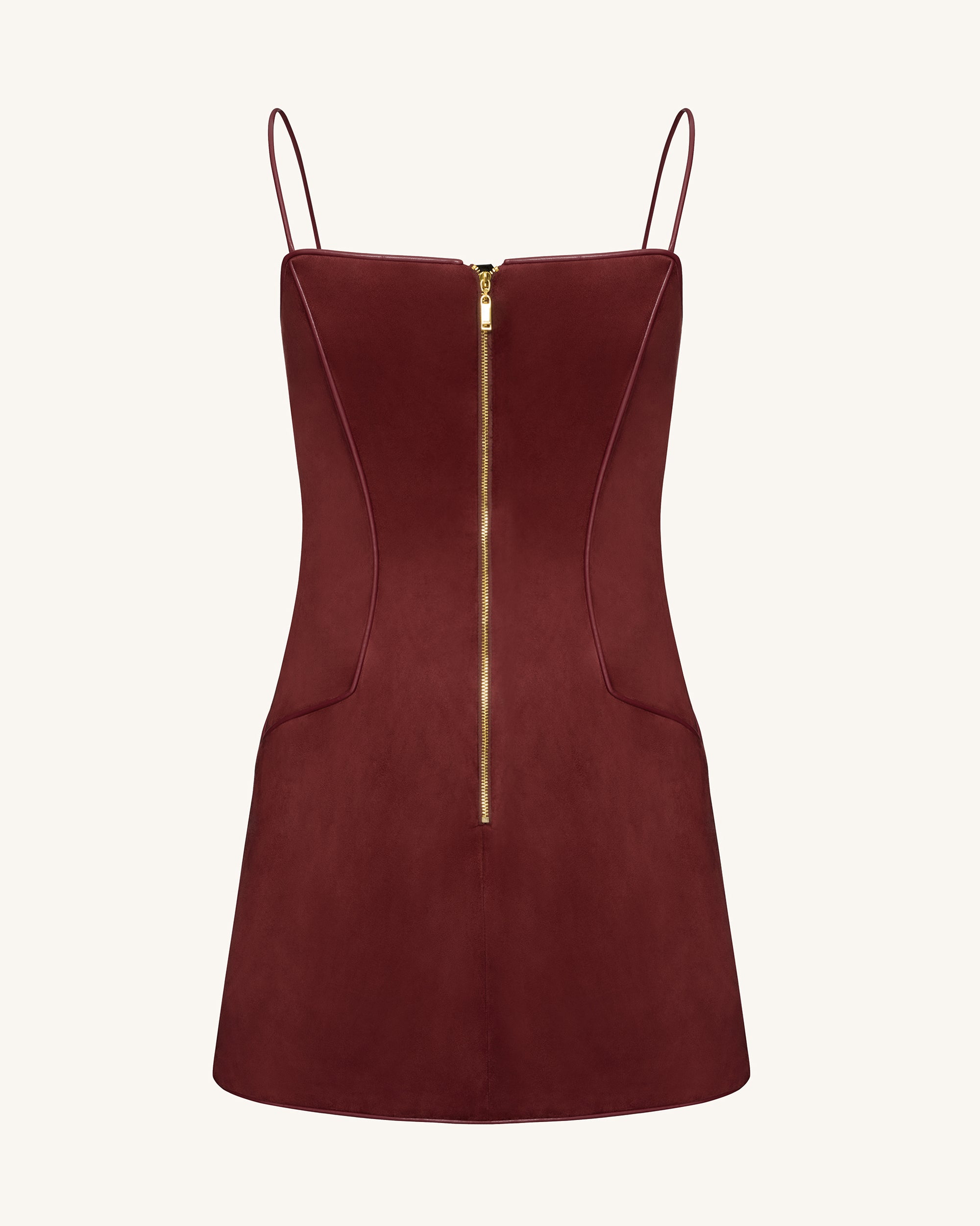 Eva Spaghetti Strap Sueded Dress - Burgundy - Image 6