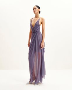 Alternative view of Luna Flowing Mesh Gown - Lavender