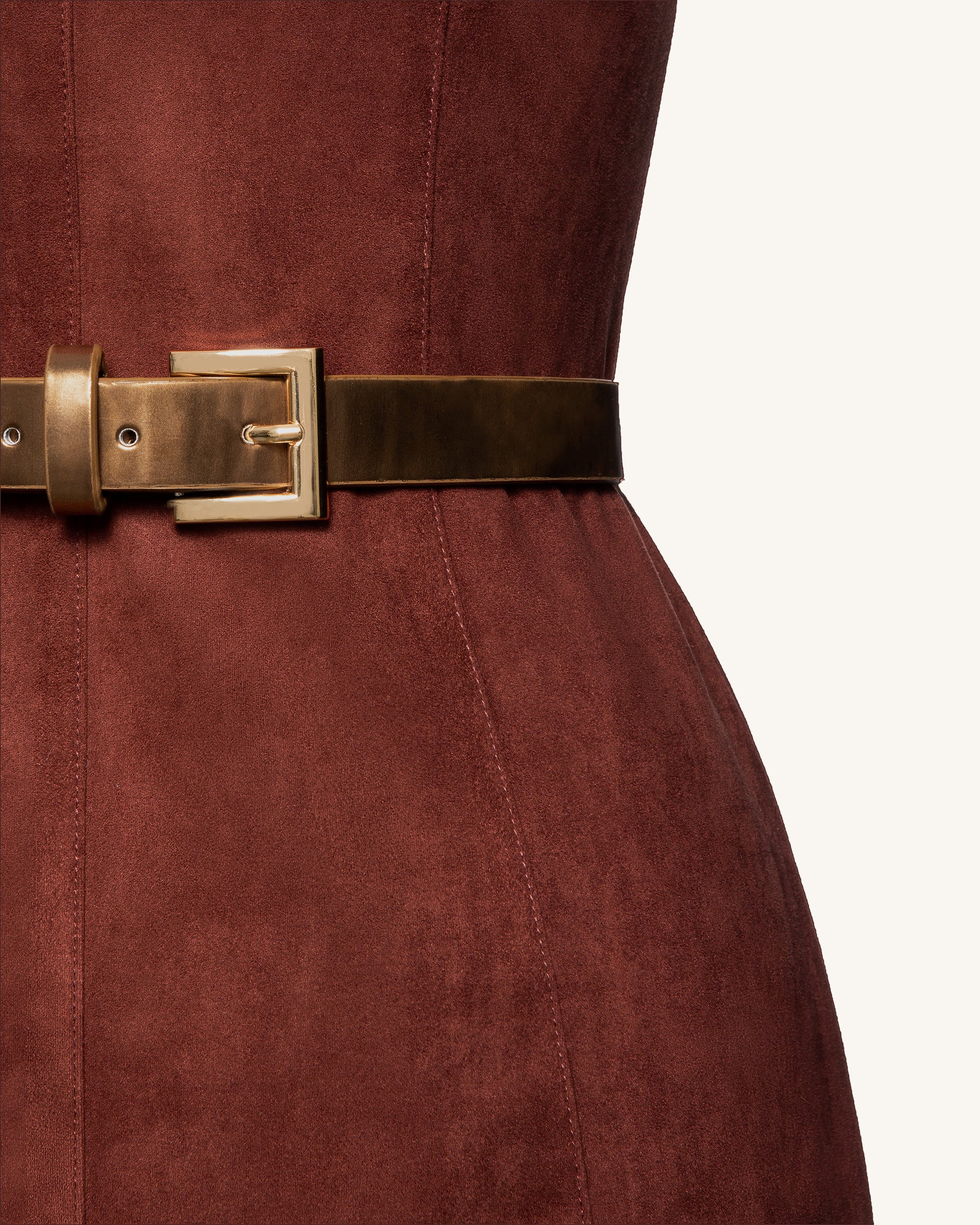 Ariana Sleeveless Suedes Mini Dress - Burgundy - Image 6