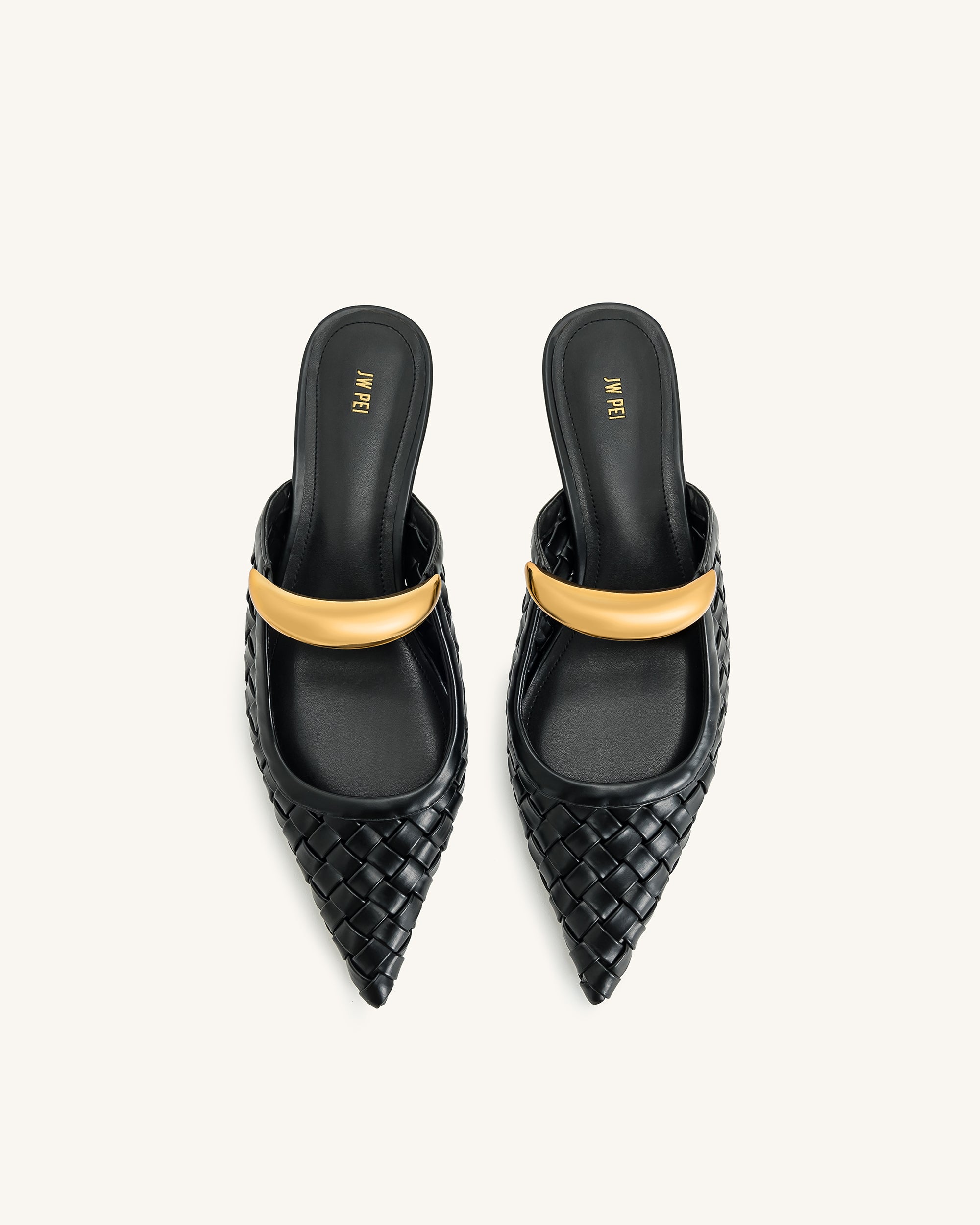 Helena Weave Pierced Mules - Black - Image 4