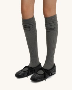 Alternative view of Erika Topstitching lace-up ballet Flats- Black