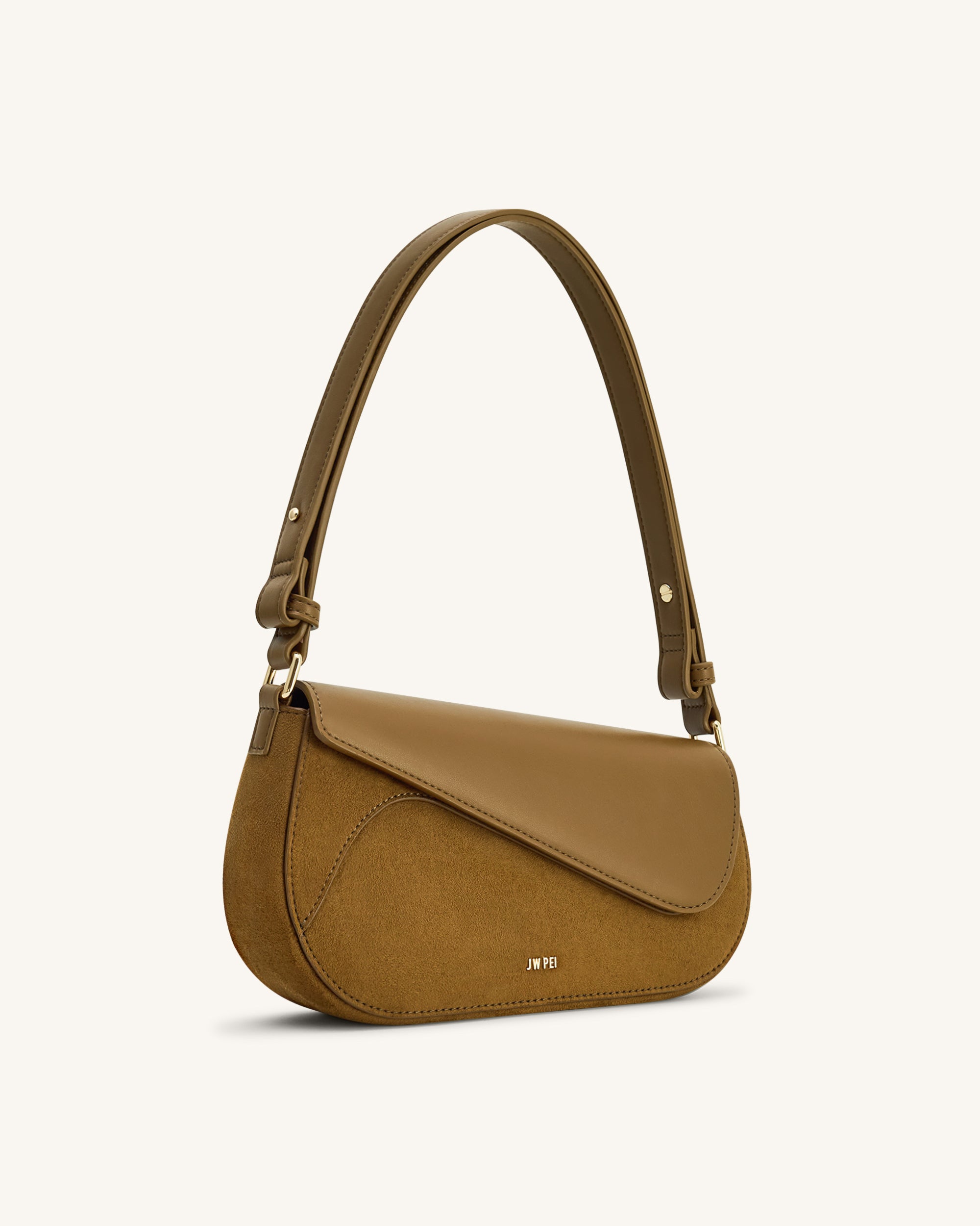 Addisyn Faux Suede Panel Shoulder Bag - Olive - Image 2