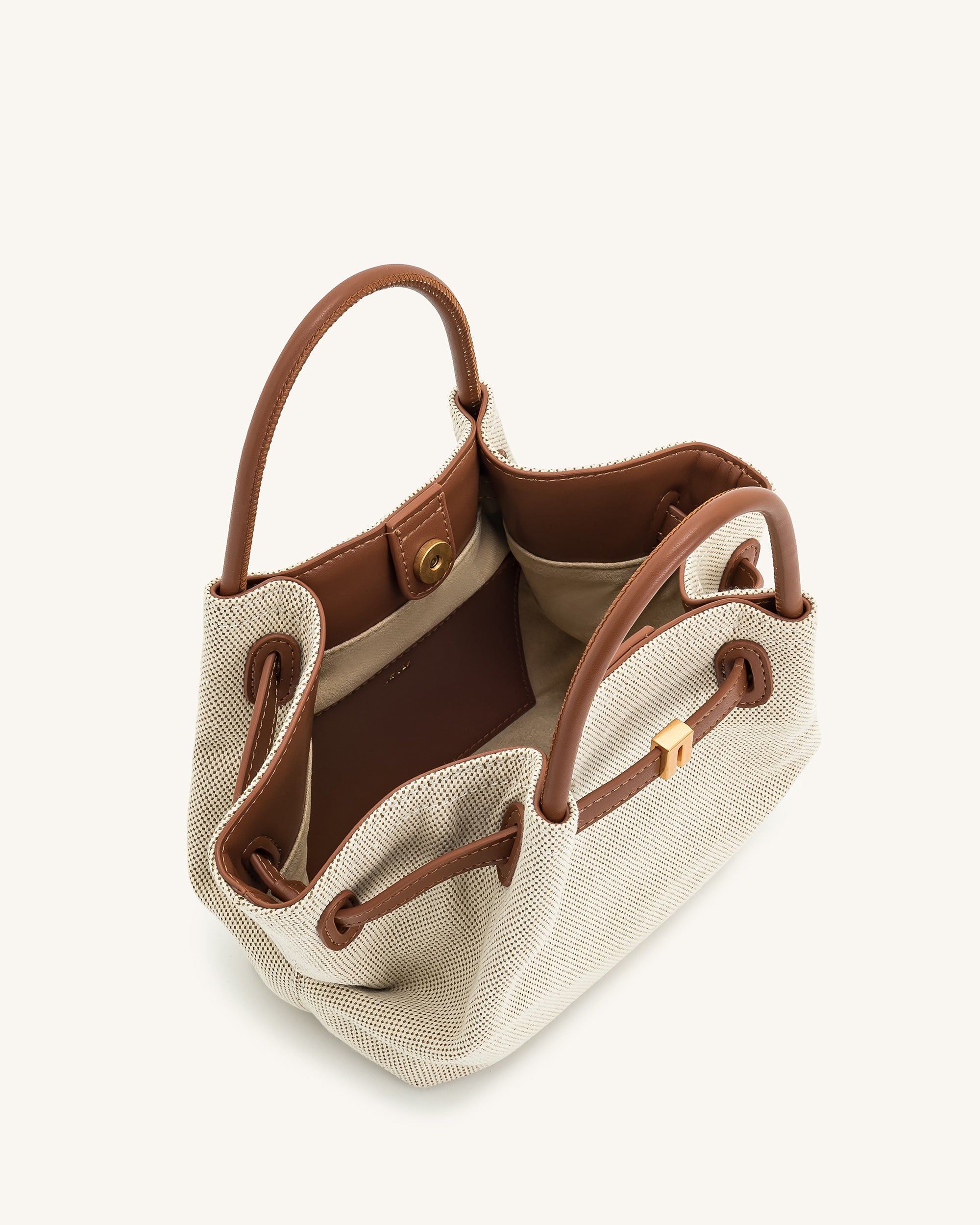 Hana Mini Tote Bag - Brown Canvas - Image 6