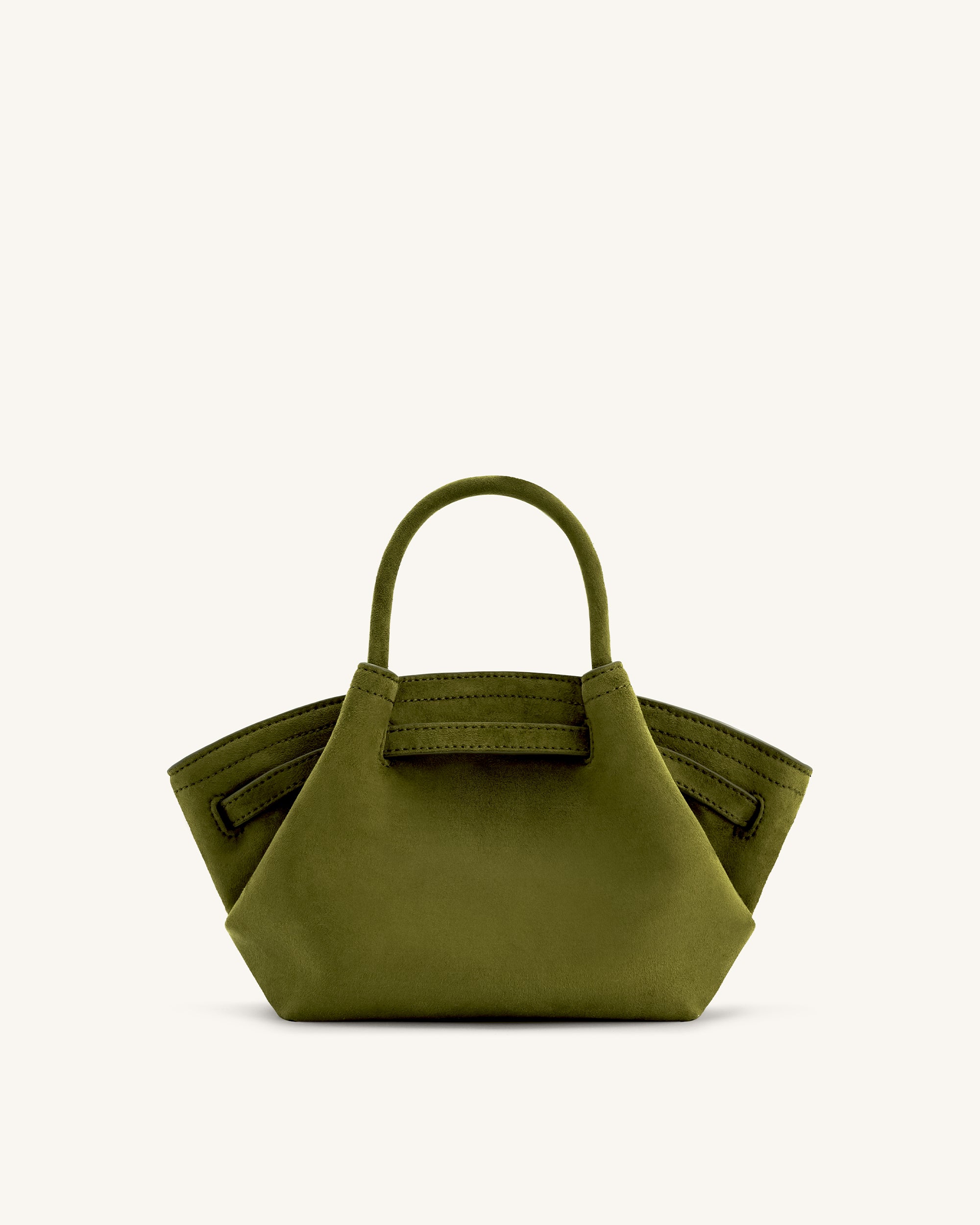 Hana Mini Faux Suede Tote Bag - Dark Olive - Image 5