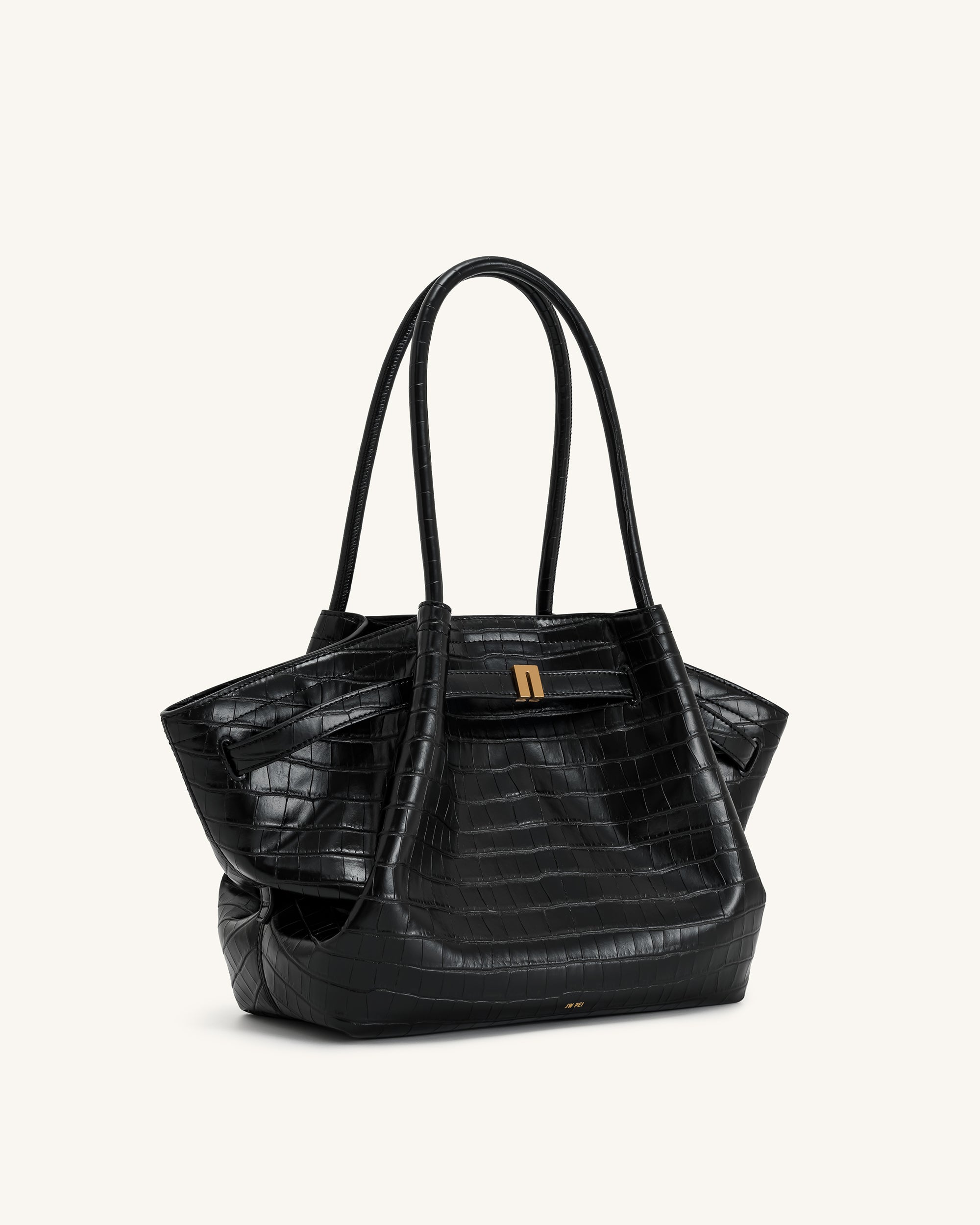Hana Medium Tote Bag - Black Croc - Image 4