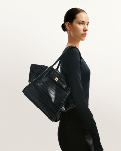 Alternative view of Hana Medium Tote Bag - Black Croc