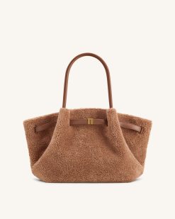 Alternative view of Hana Medium Faux Fur Tote Bag - Coffee Brown