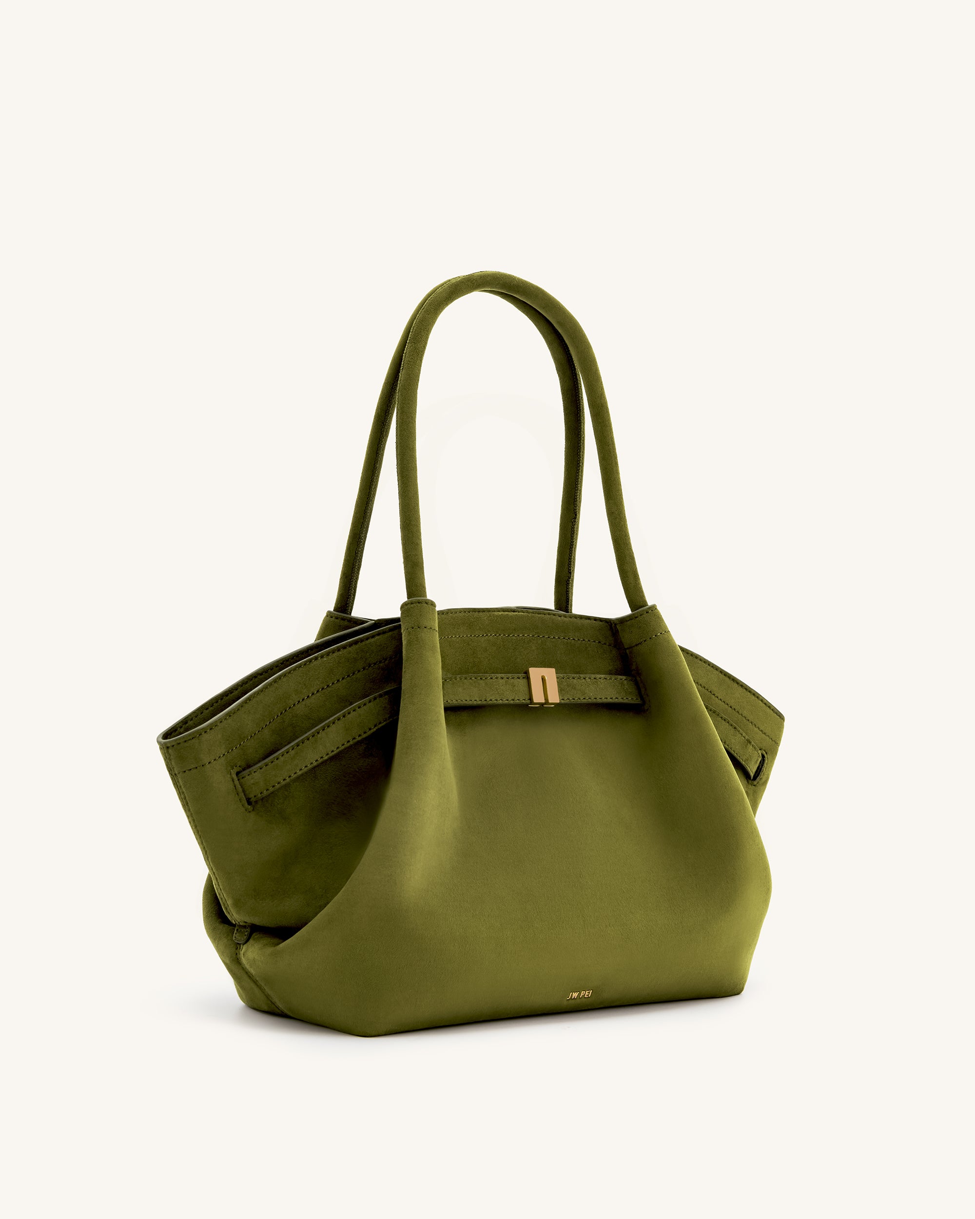 Hana Medium Faux Suede Tote Bag - Dark Olive - Image 4