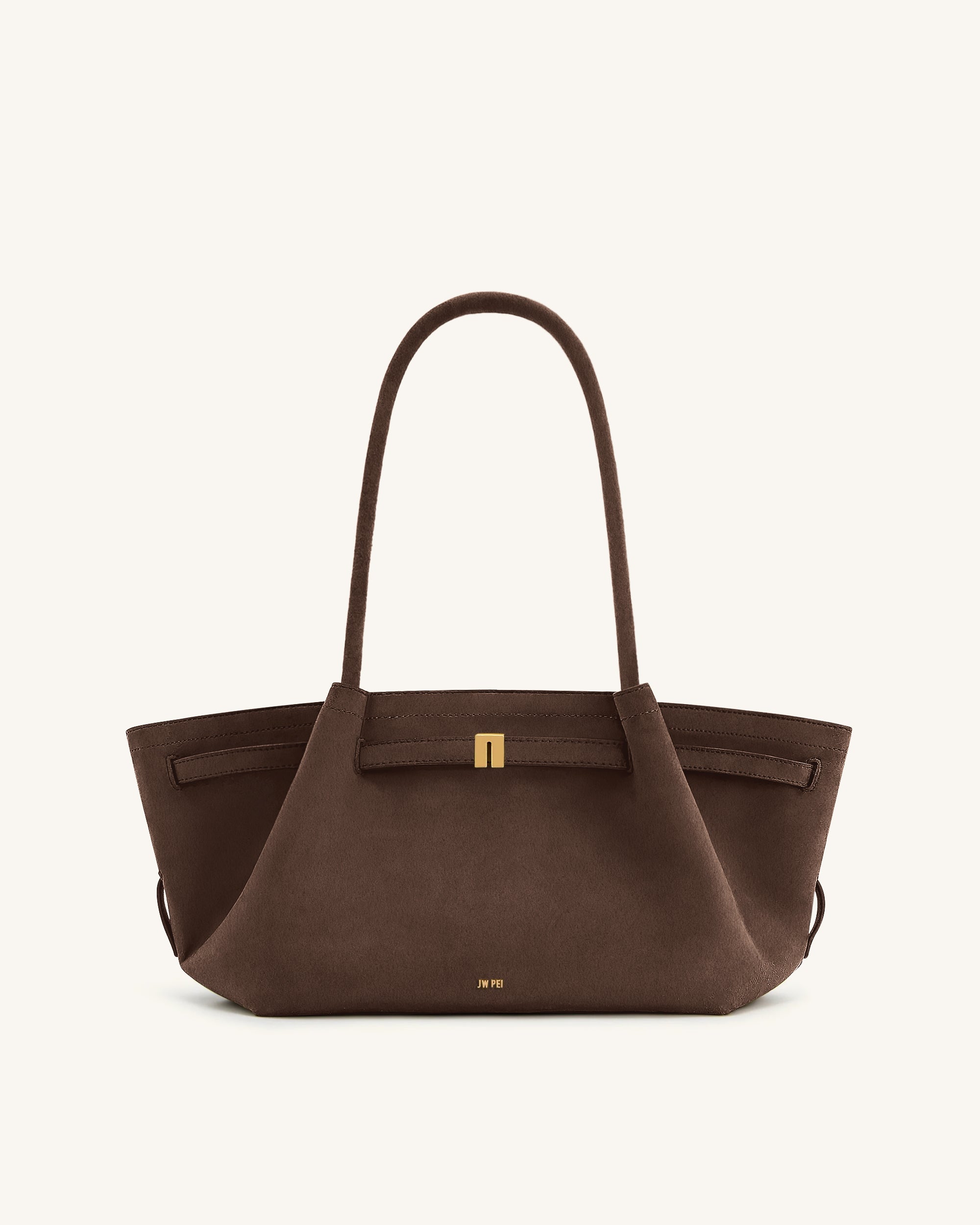 Hana Wide Faux Suede Tote Bag - Dark Brown - Image 2