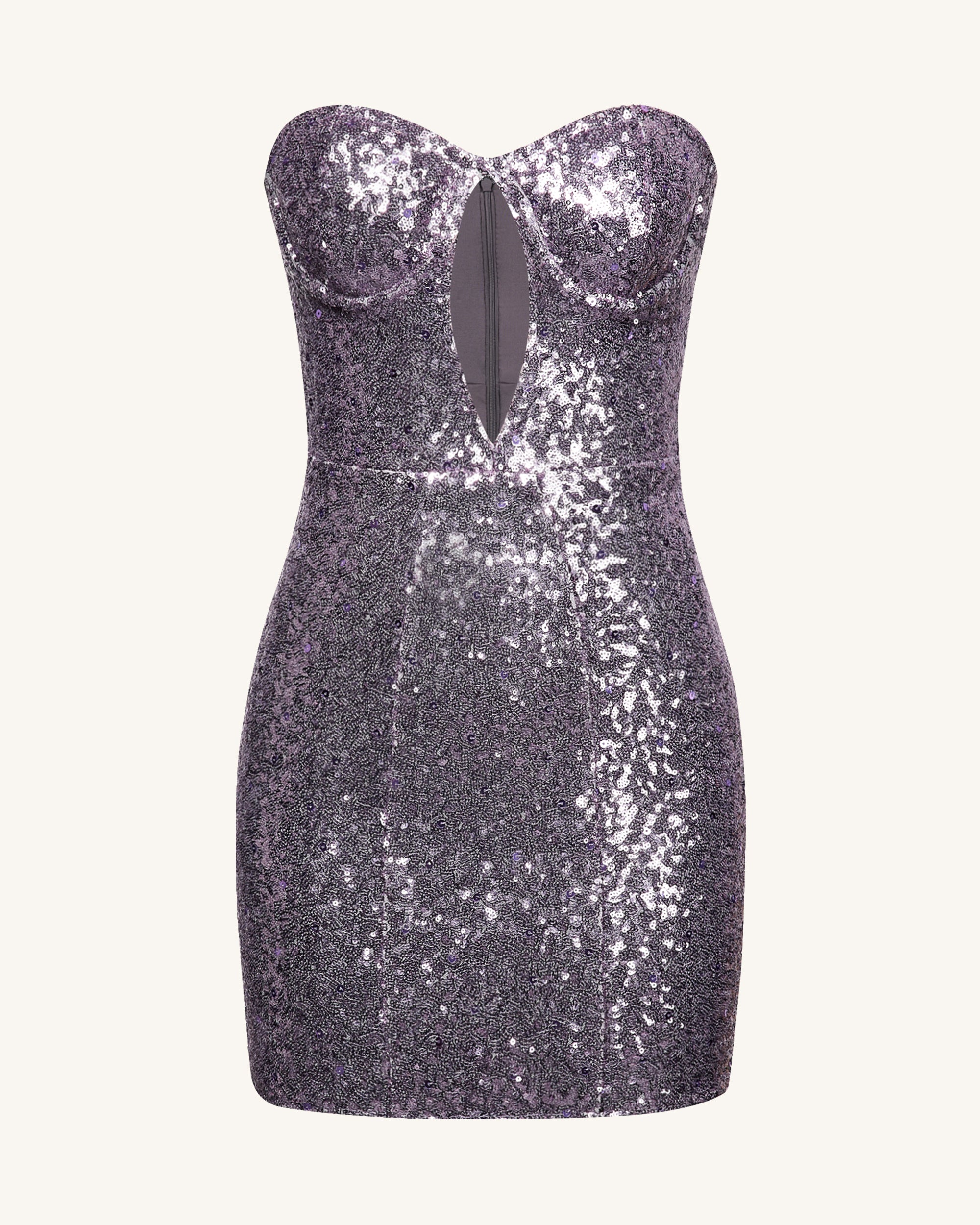Brynlee Purple Sequinned Strapless Mini Dress - Purple - Image 2