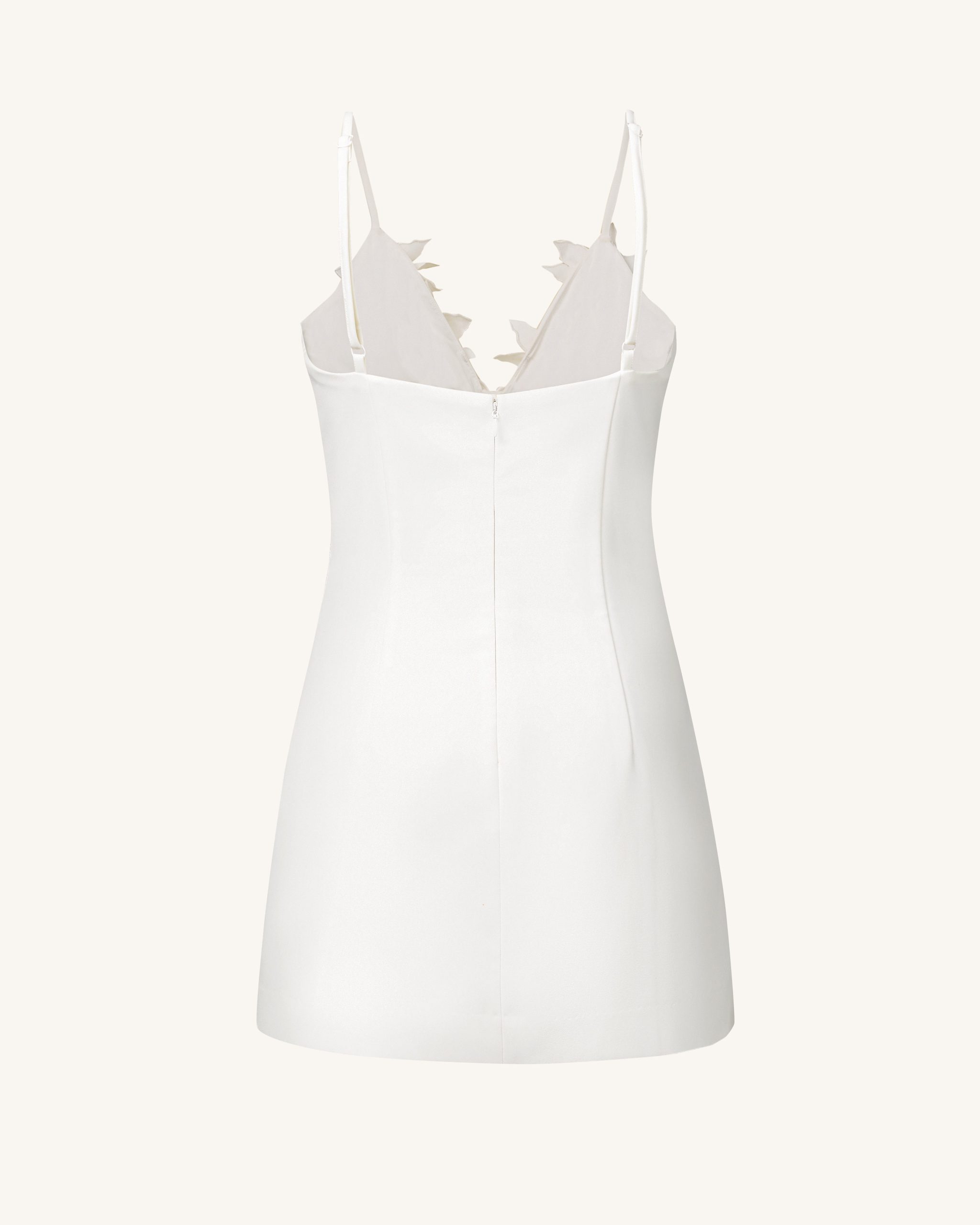 Yuliya White Floral Embellishment V-neckline Mini Dress - White - Image 4