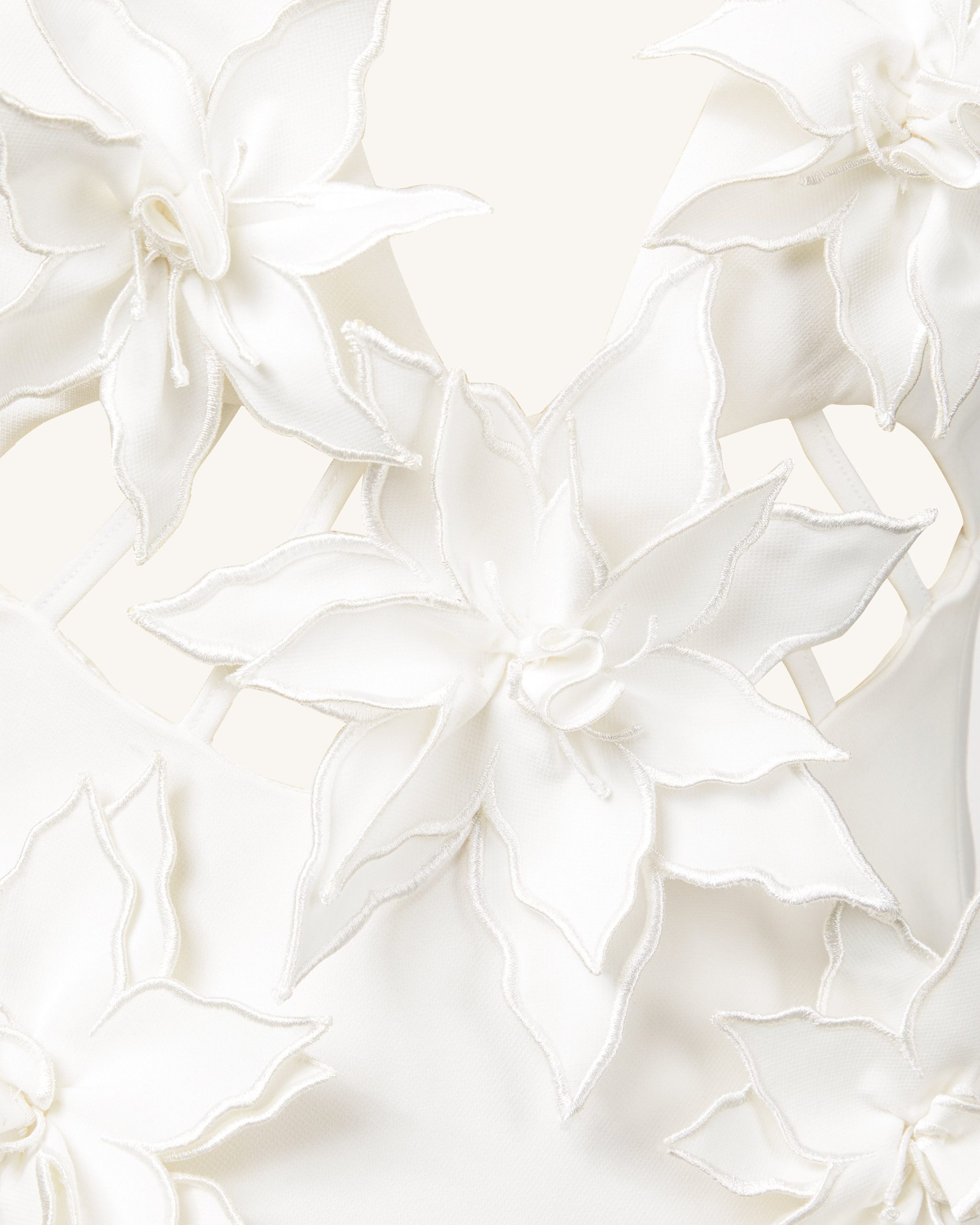 Yuliya White Floral Embellishment V-neckline Mini Dress - White - Image 5
