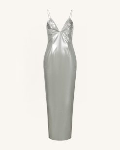 Alternative view of Ayliua Sweetheart-Neckline Rhinestones Embellished Silver Long Dress - Silver