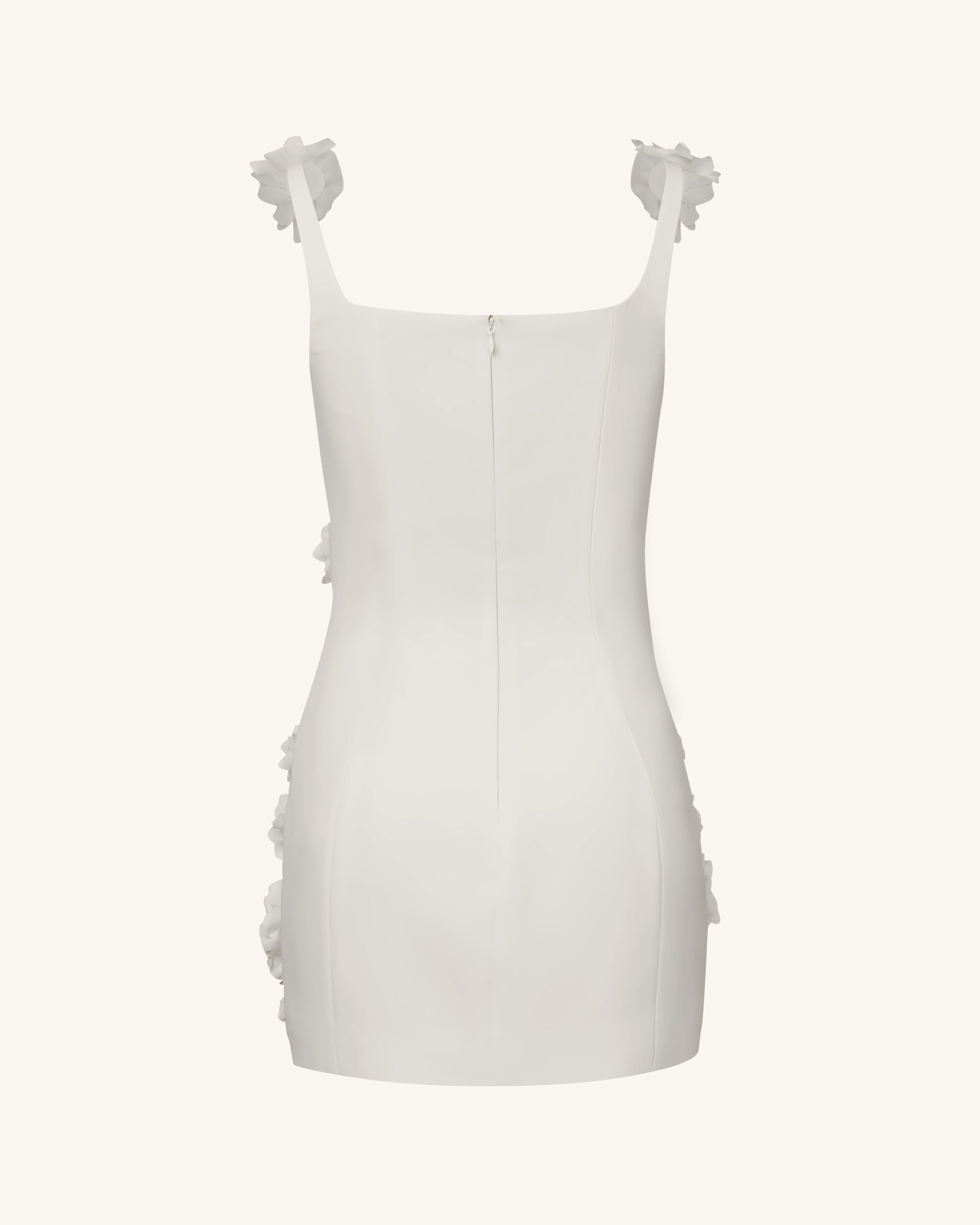 Elaina White Rosette Applique Mini Dress - White - Image 8