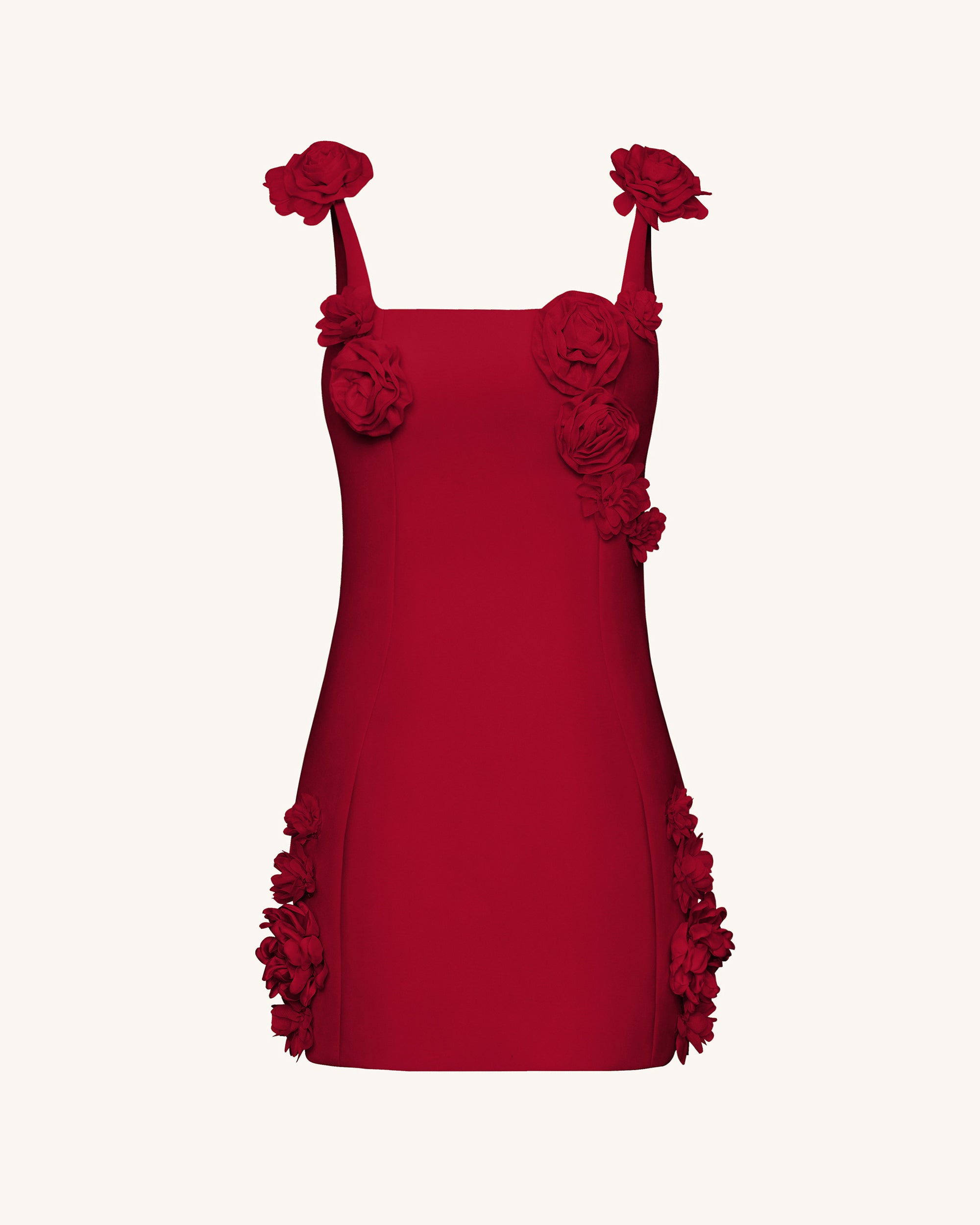 Elaina Rosette Applique Mini Dress - Red - Image 4