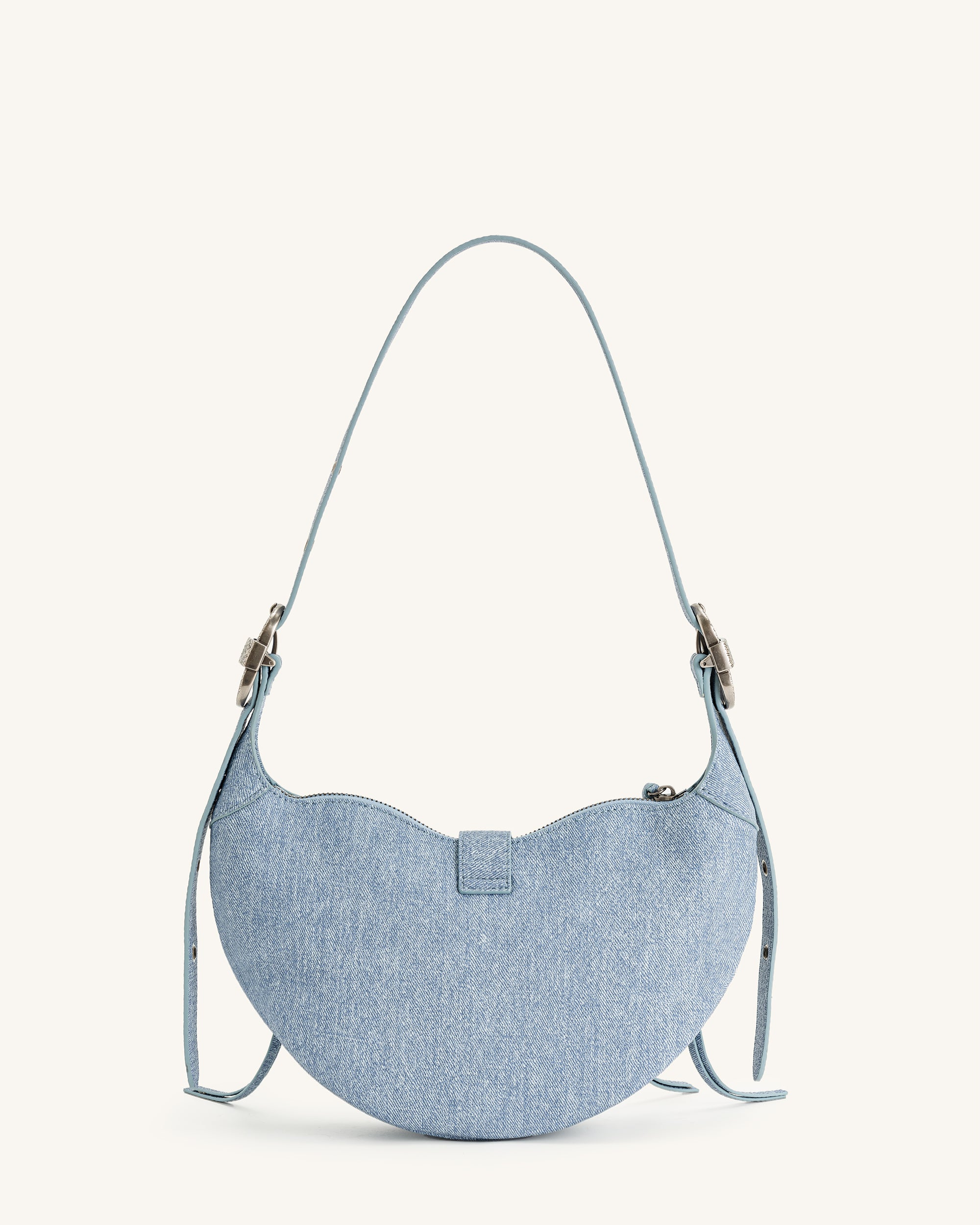 Tessa Denim Embossed Shoulder Bag - Blue - Image 4
