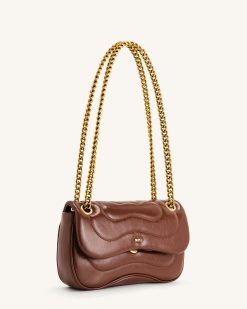 Alternative view of Tina Quilted Chain Crossbody - Brown