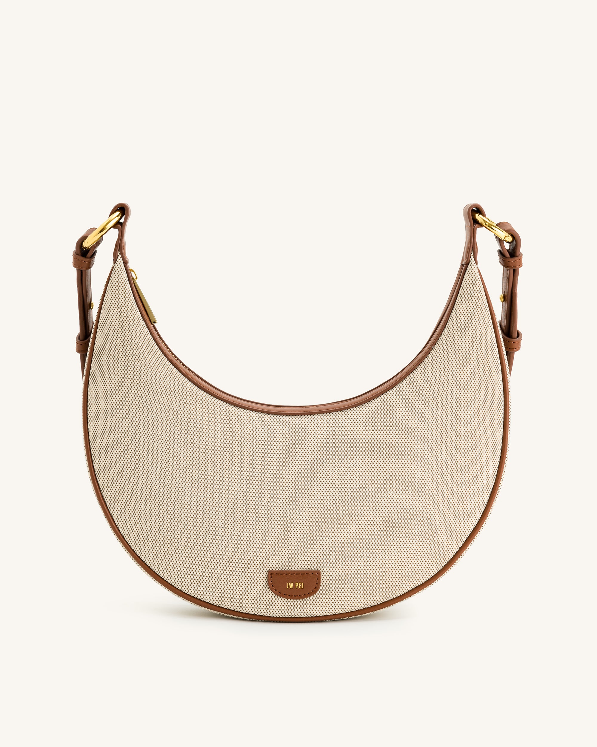 Carly Canvas Saddle Bag - Beige - Image 3