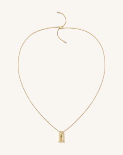 Alternative view of Roman Small Arch Pendant Necklace - 18ct Gold Plated & Multicolor Zircon