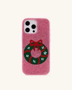 Alternative view of Holiday Wreath Bling Phone Case - Pink