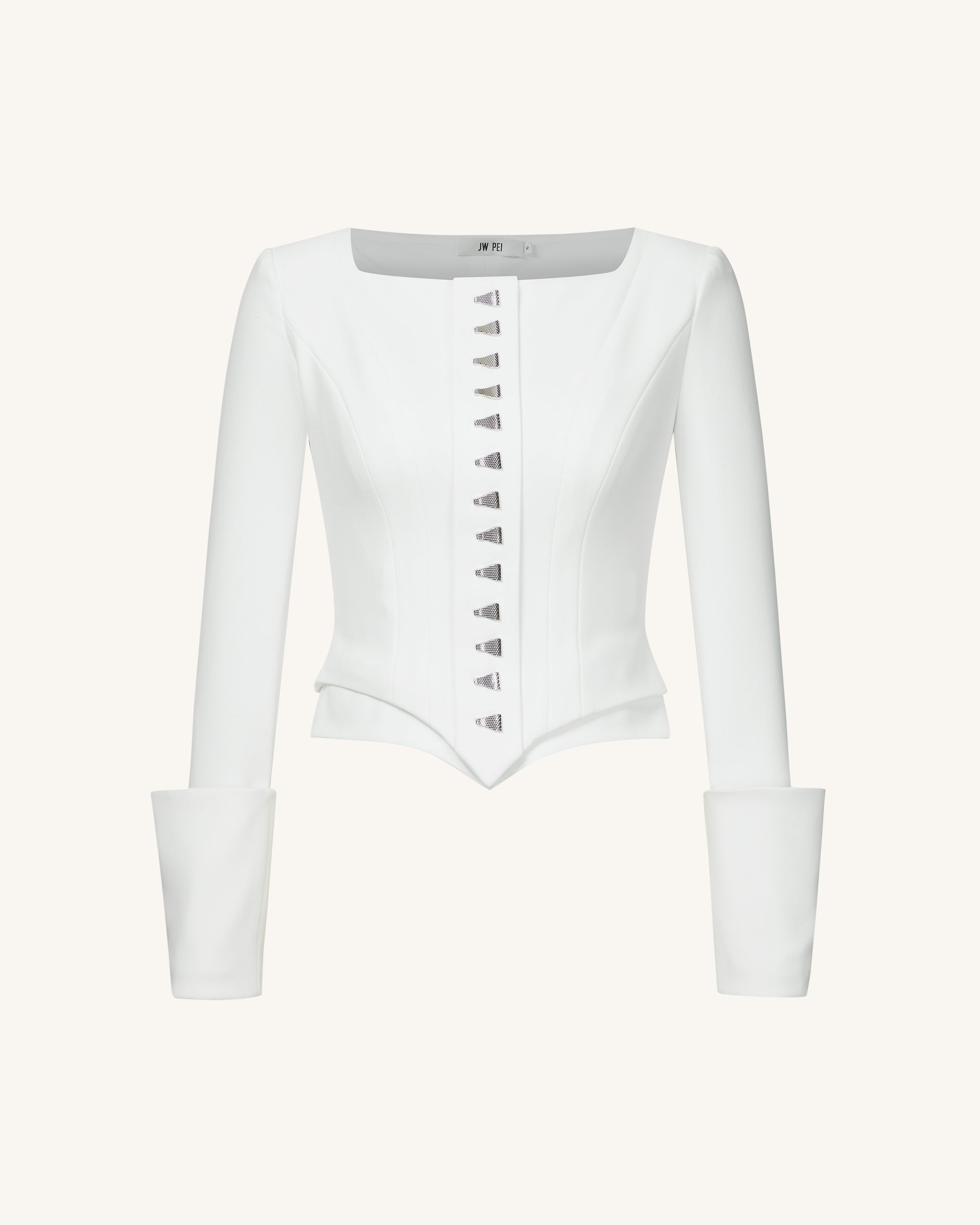 Lydia Corset-Inspired Blazer - White - Image 4