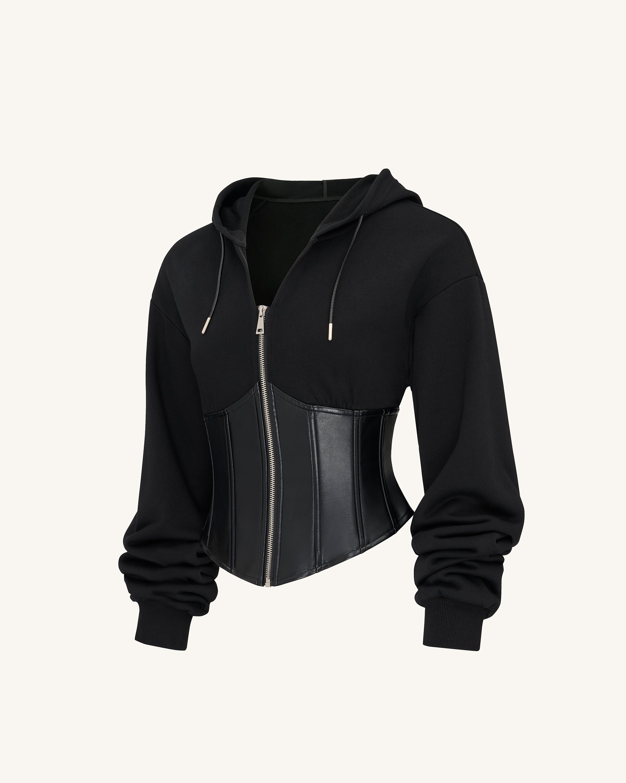 Valentina Structured Corset Hoodie - Black - Image 4