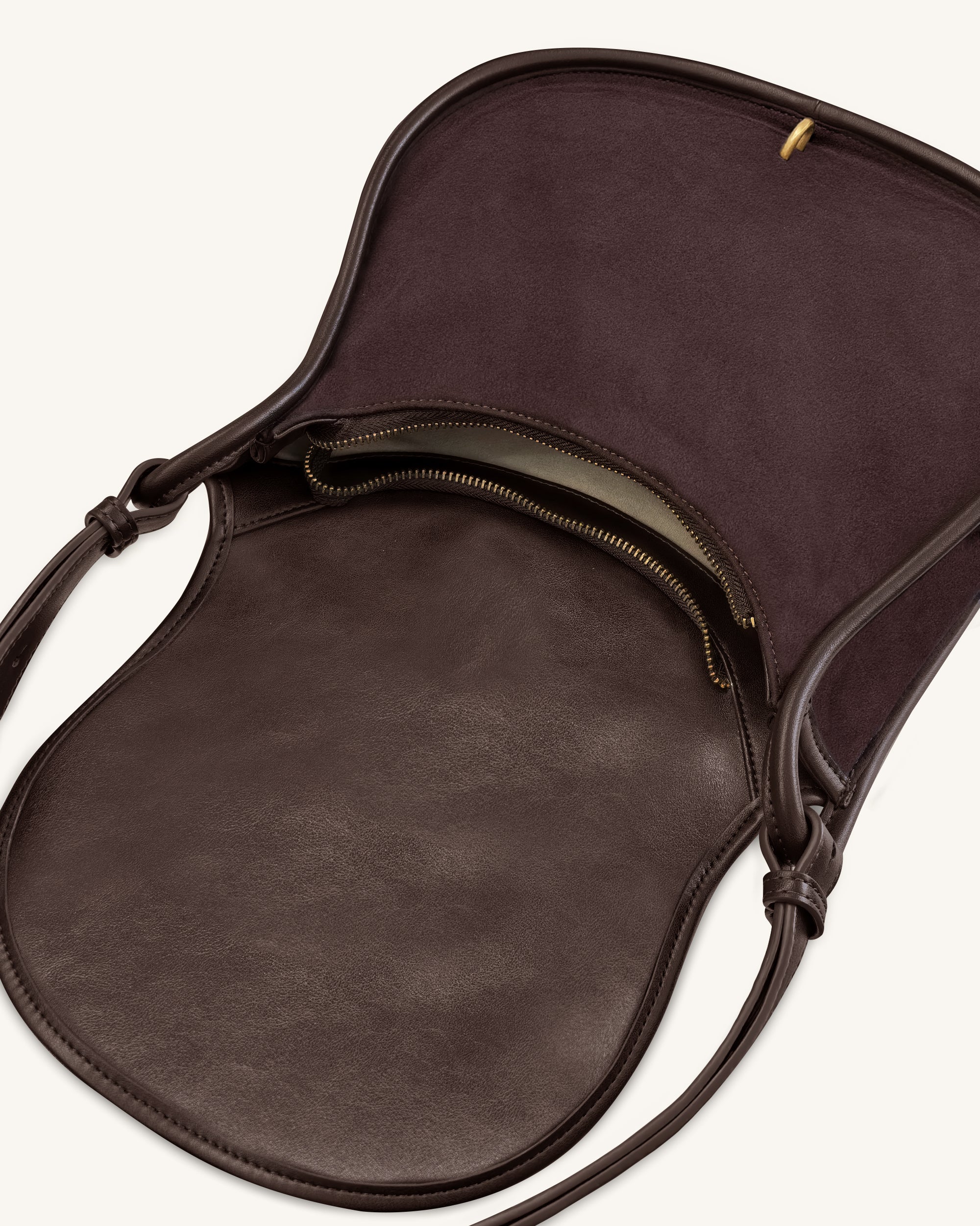 Arla Small Faux Suede Hobo Bag - Chocolate - Image 5