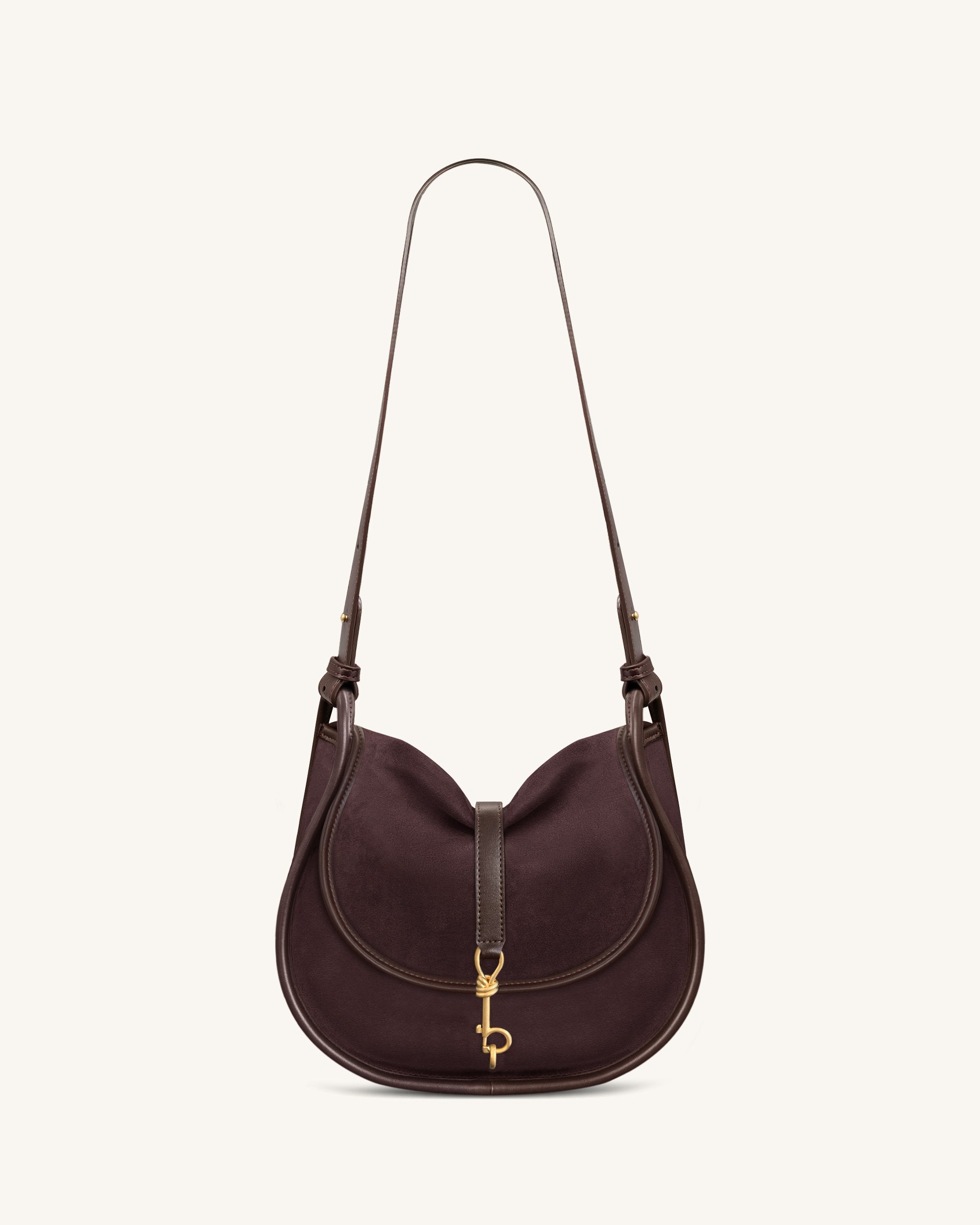 Arla Small Faux Suede Hobo Bag - Chocolate - Image 2