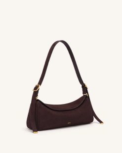 Alternative view of Elowen Faux Suede East-West Shoulder Bag - Dark Brown