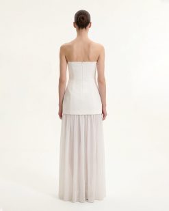 Alternative view of Floral Print Strapless Mixed Maxi Dress - Ivory