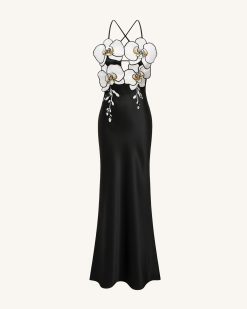 Alternative view of Orchid Embroidered Dress – Black/White