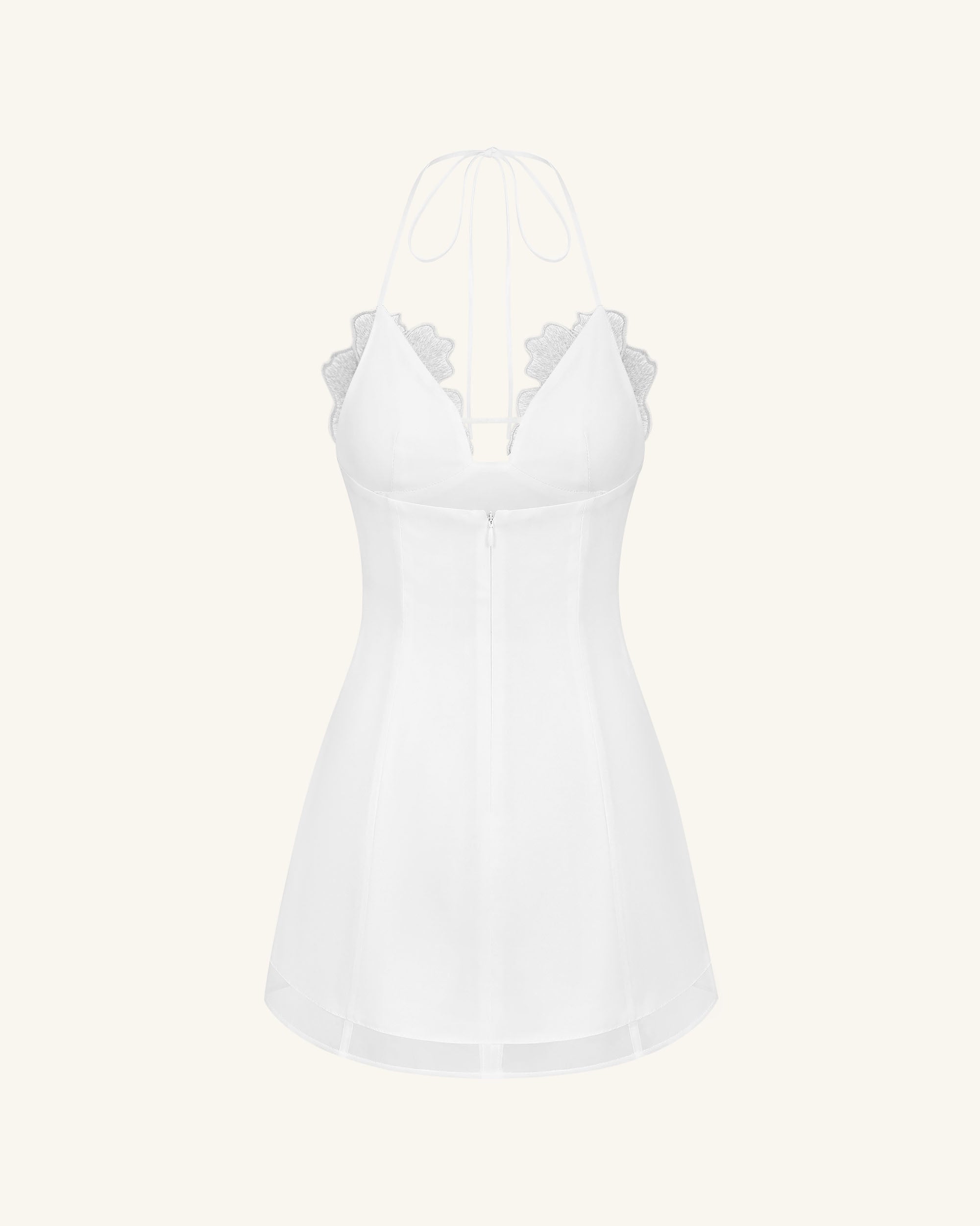 Flower Embroidered Mini Dress - White - Image 4