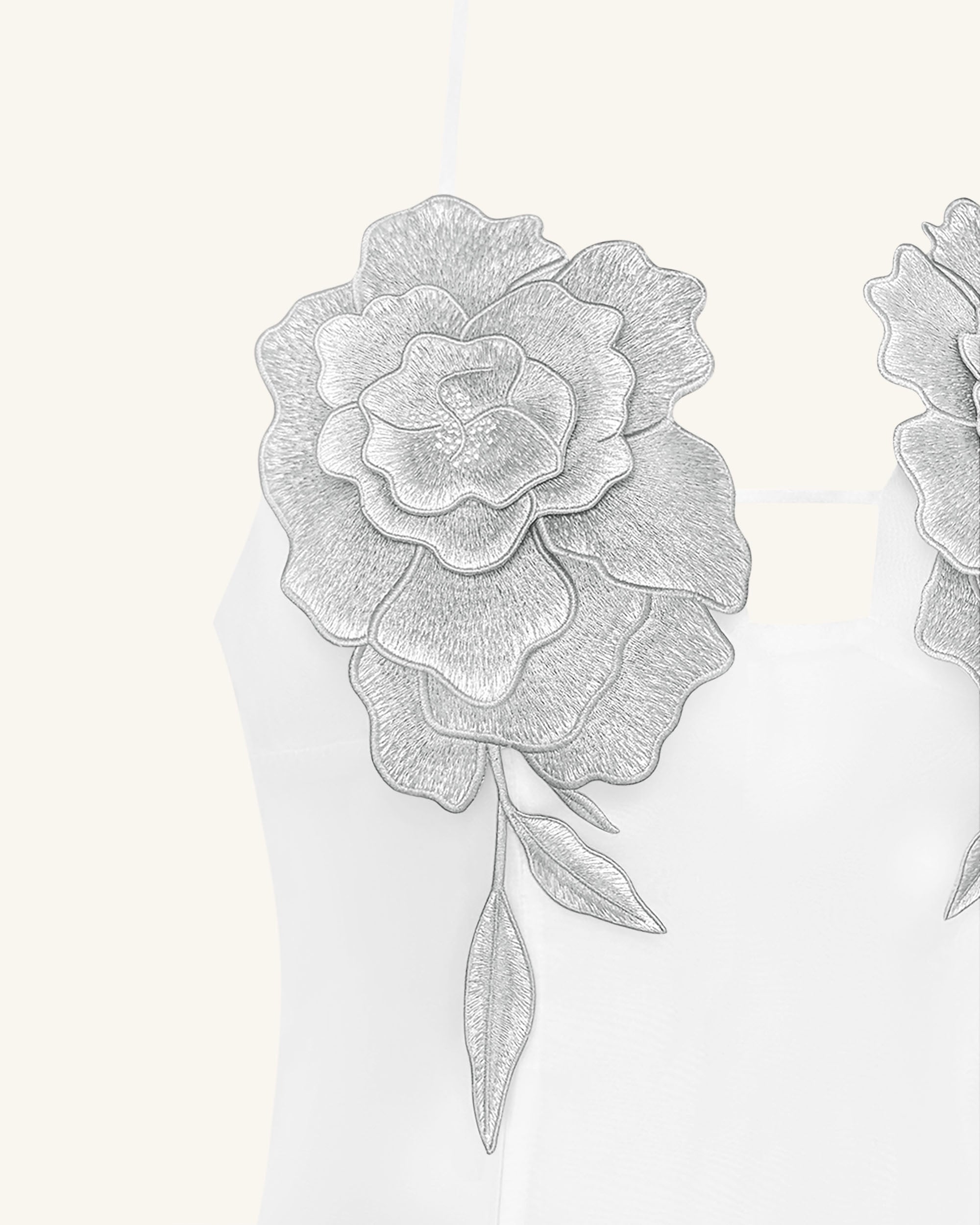 Flower Embroidered Mini Dress - White - Image 5