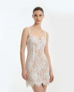 Alternative view of Eyelash Lace Bustier Bodycon Dress - White