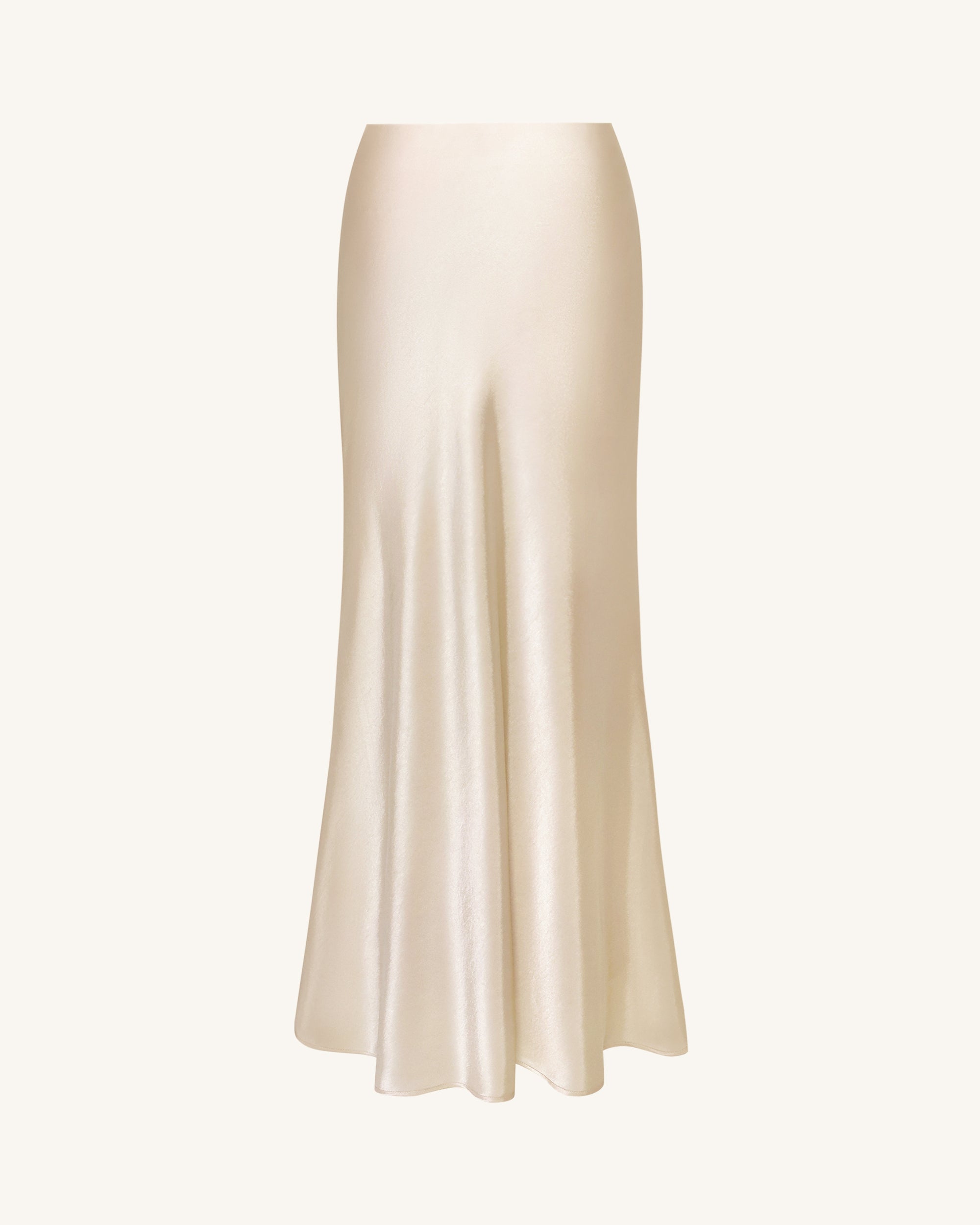 Satin-Feel Draped Maxi Skirt - Cream - Image 6
