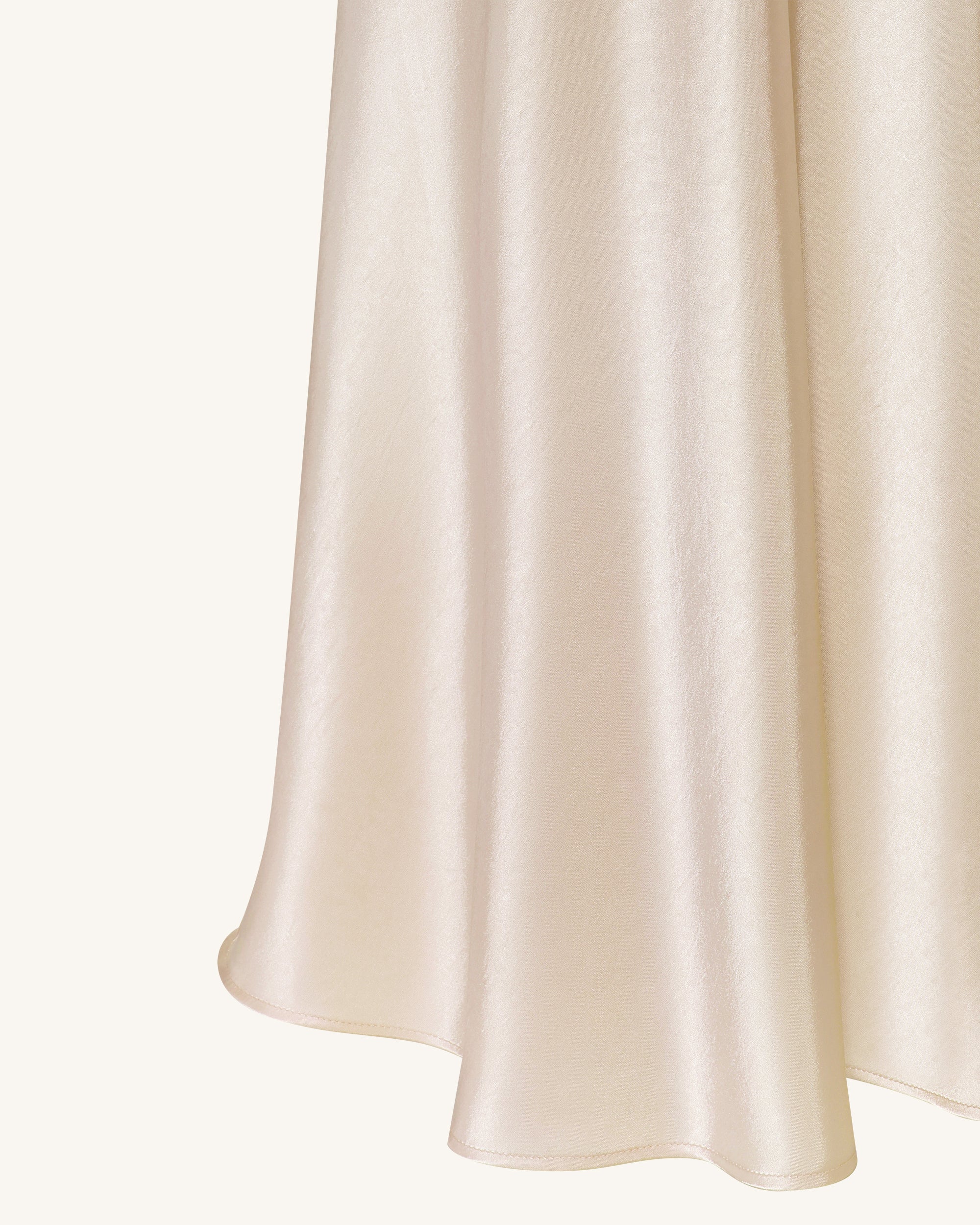 Satin-Feel Draped Maxi Skirt - Cream - Image 7