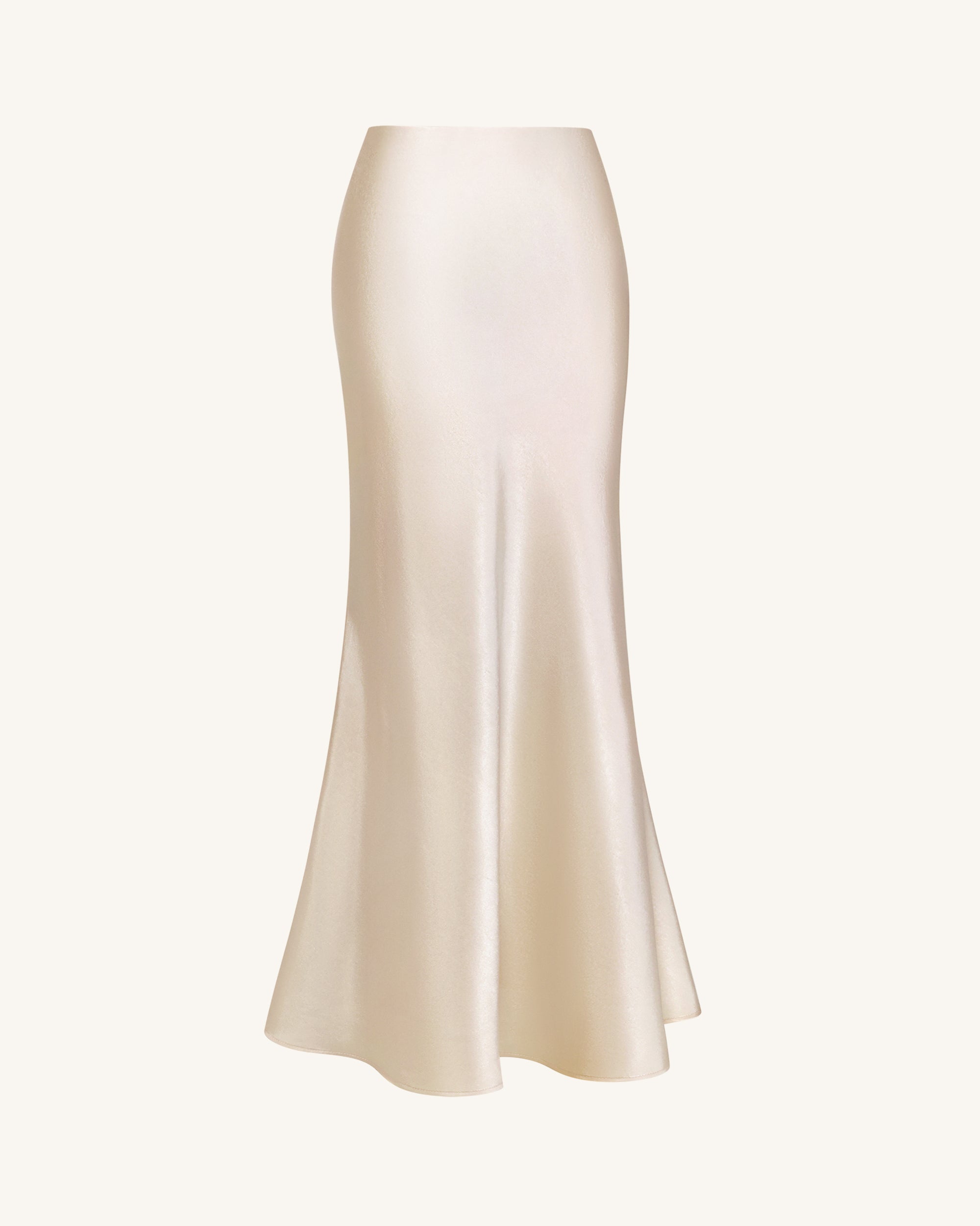 Satin-Feel Draped Maxi Skirt - Cream - Image 5