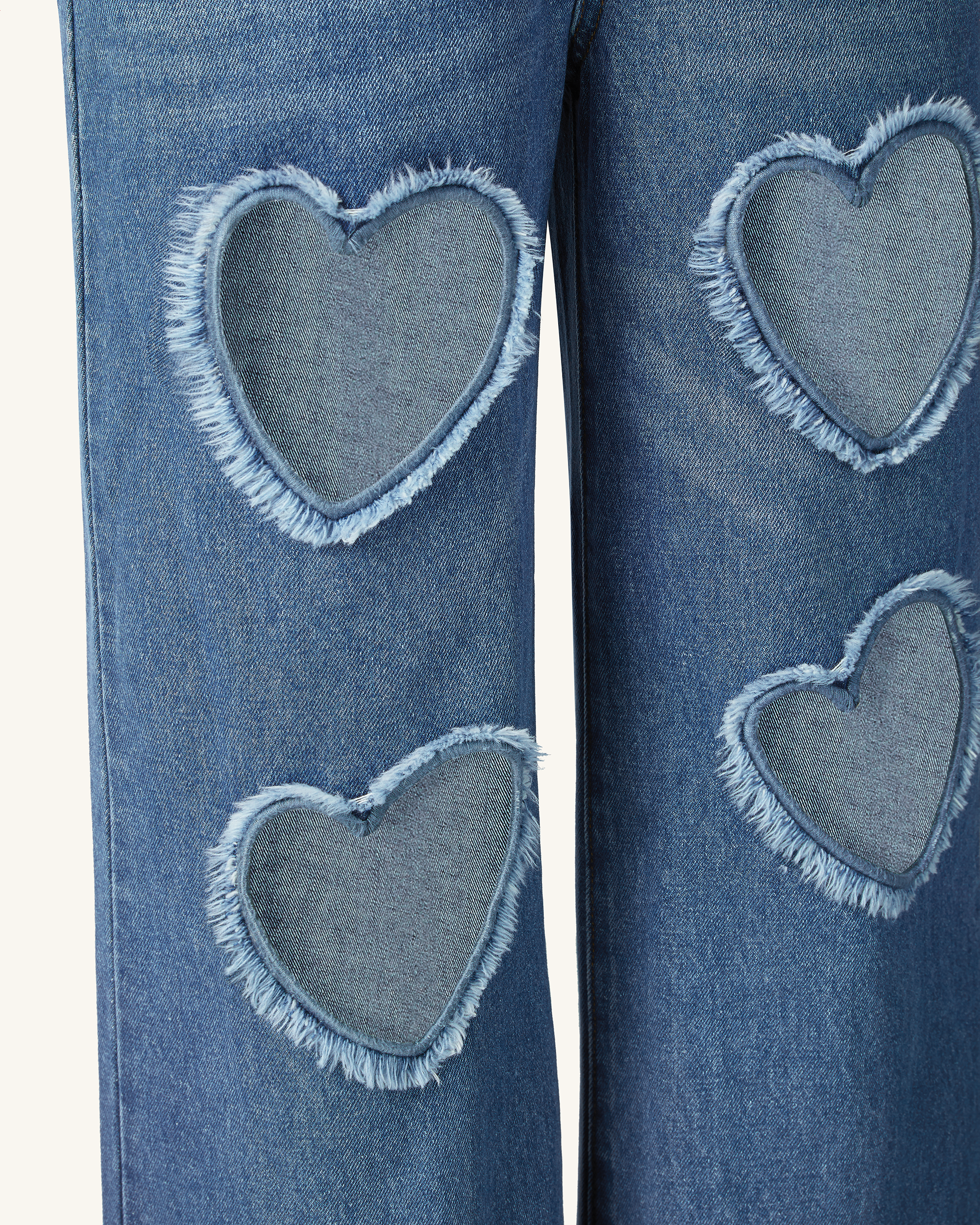 Sophia Embellished Heart Cut-Out Denim Jeans - Medium Blue - Image 9