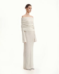 Alternative view of Knit Off-Shoulder Maxi Dress - Cream