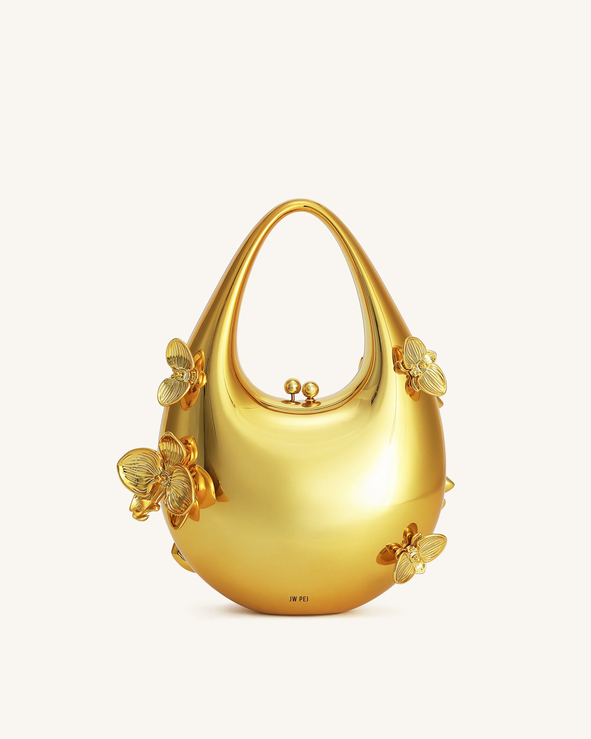 Lydia Floral Embellished Handbag - Gold - Image 3